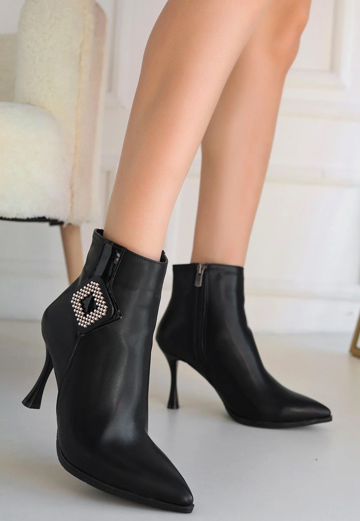 Moose Siyah Cilt Topuklu Bot