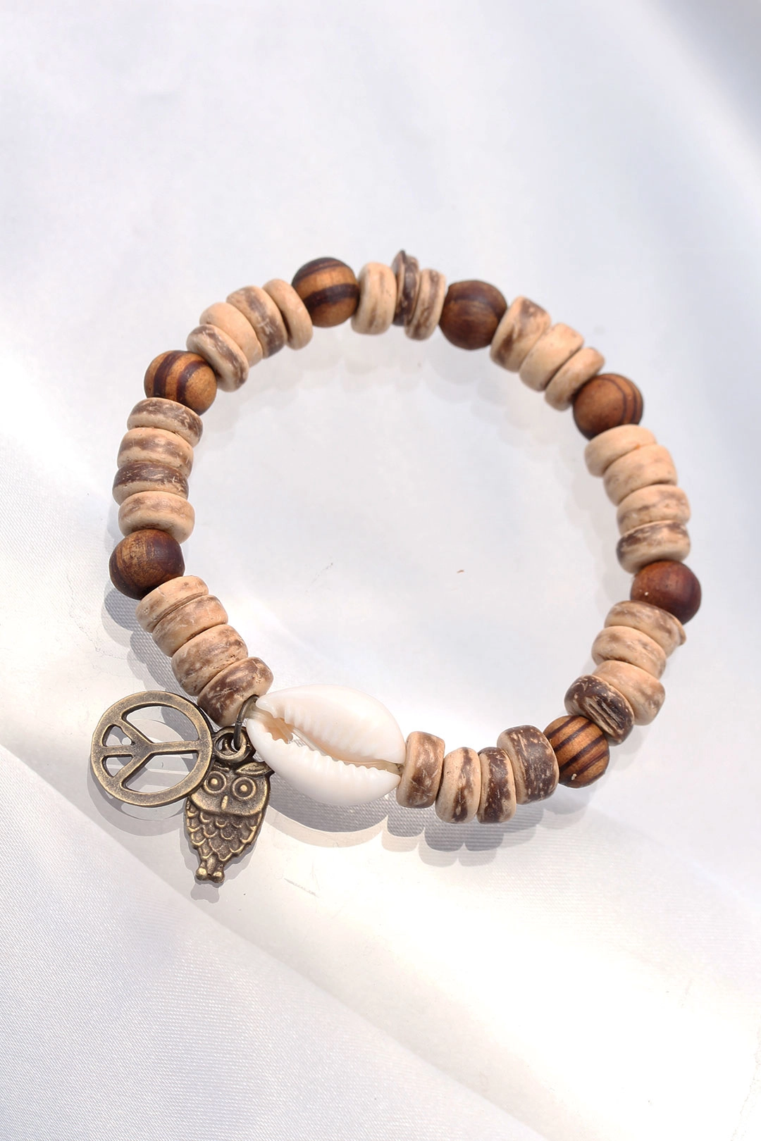 Baykuş Aksesuarlı Coconut ve Bambu Erkek Bileklik