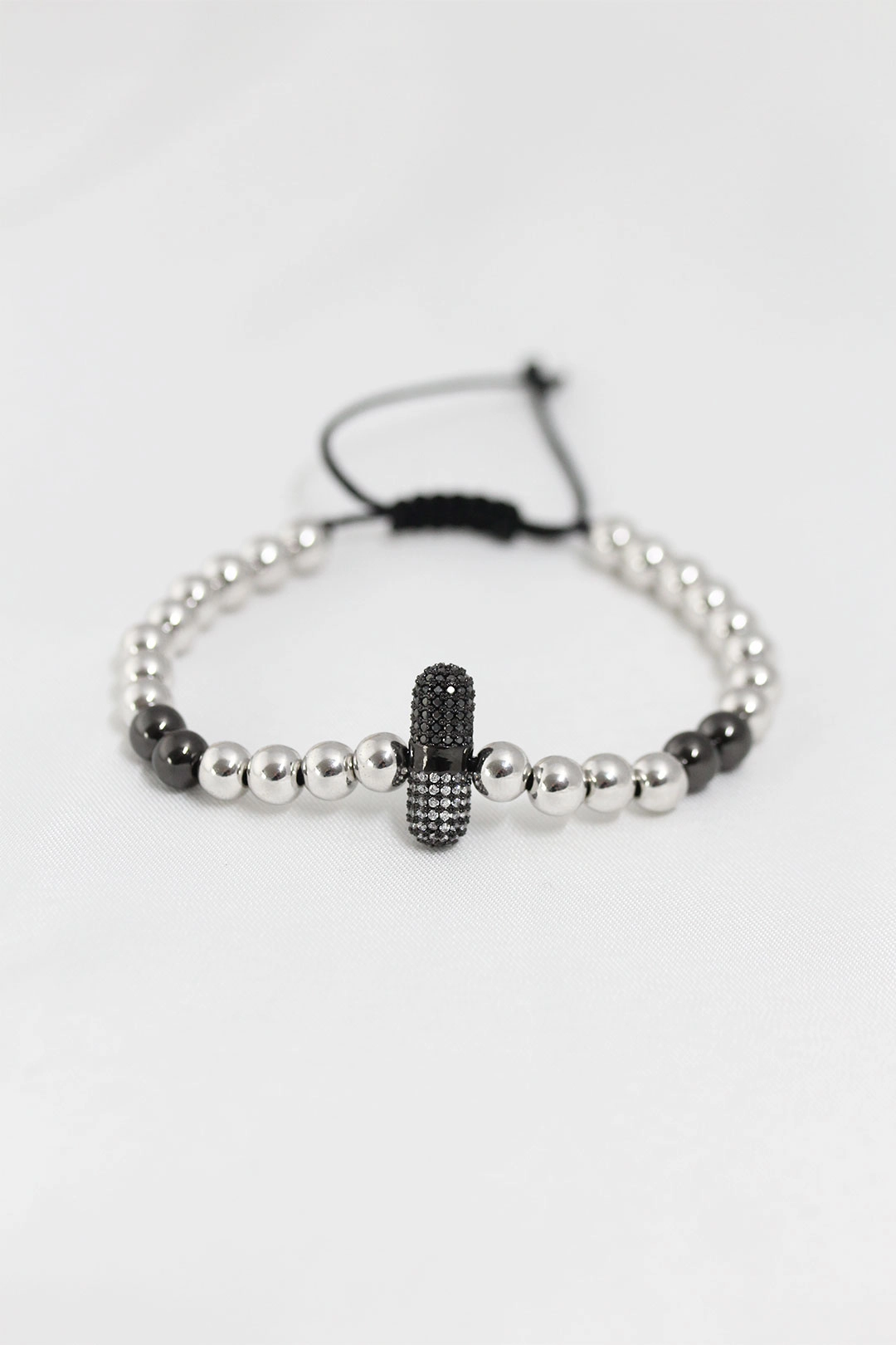 Füme Gümüş Renk Çelik Zirkon Objeli Asansörlü Bileklik