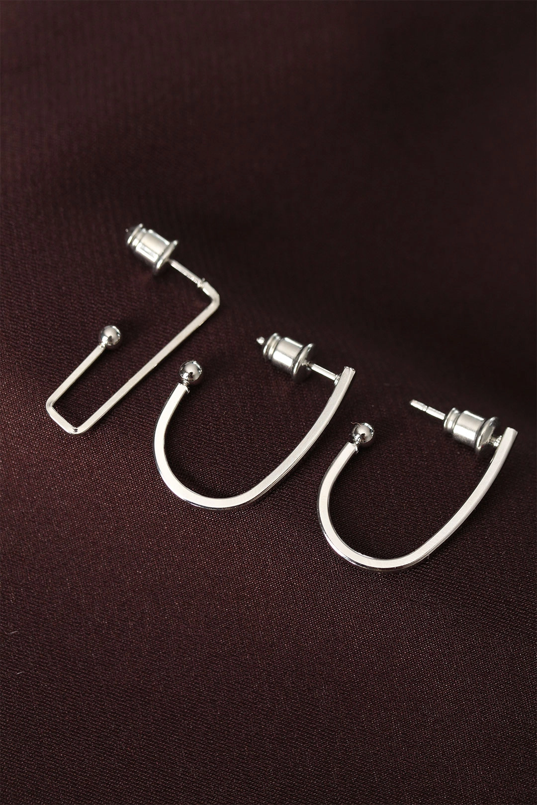 küpeGeometrik Model Gümüş Renk Metal Çoklu Küpe