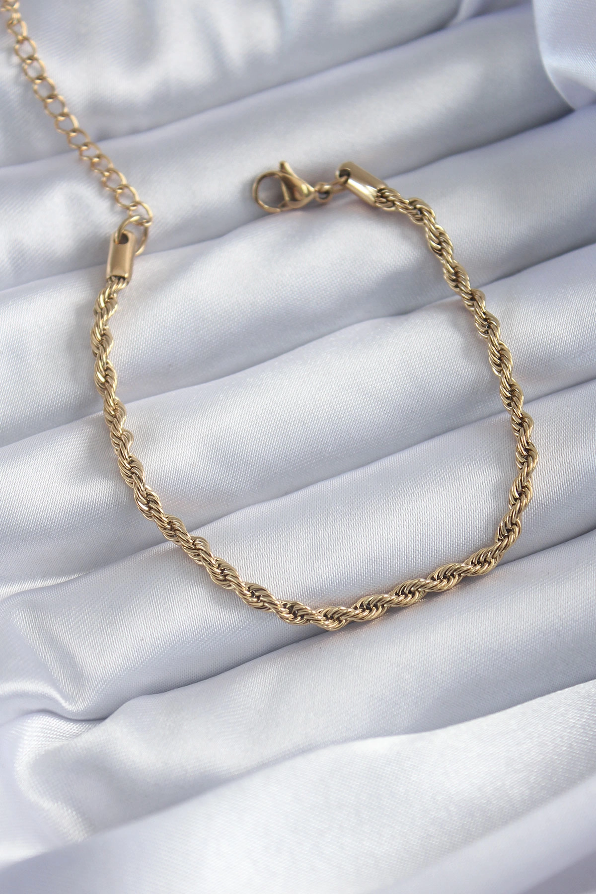 316L Çelik Gold Renk Burgu Zincir Model Kadın Bileklik