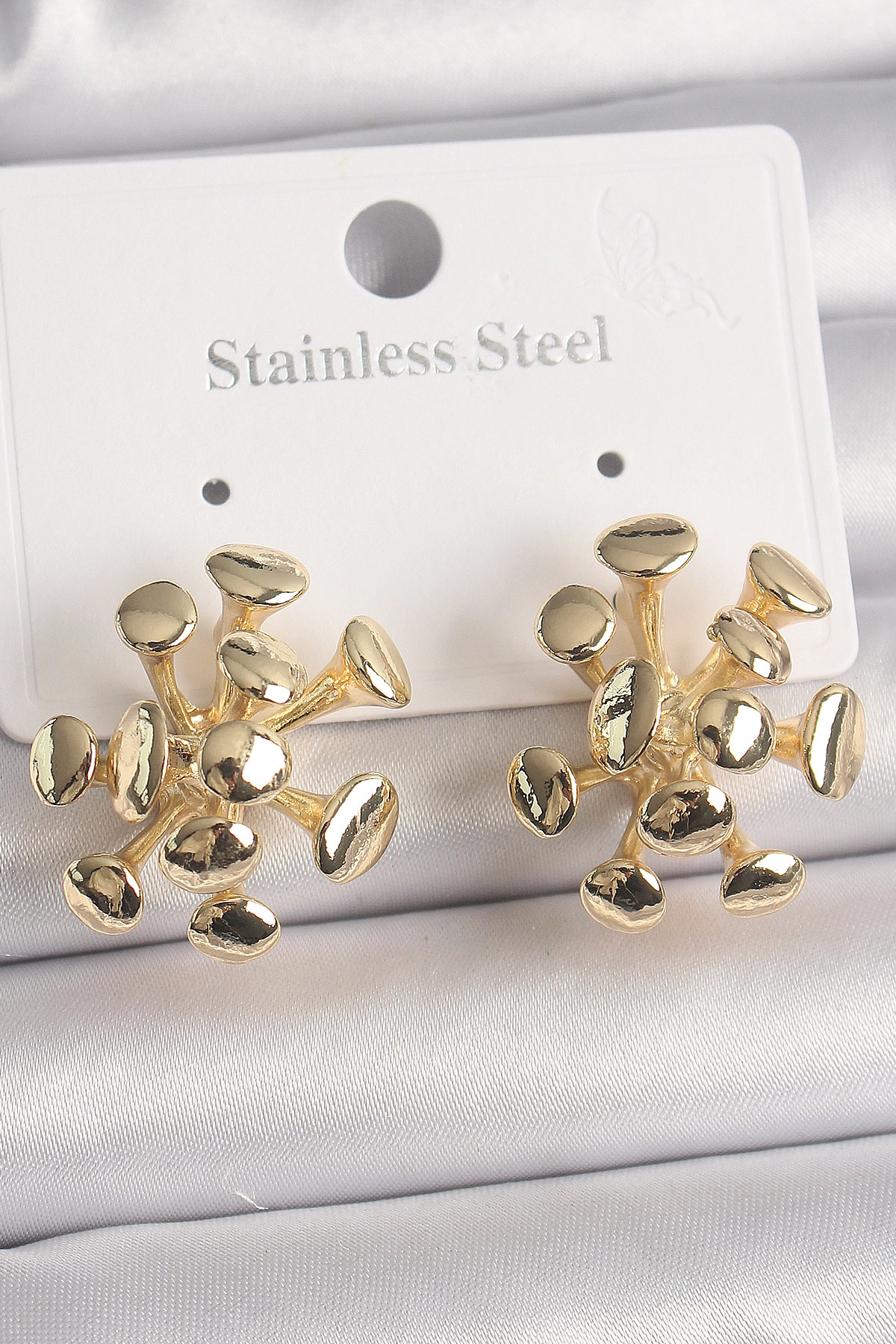 Pirinç Gold Renk Virüs Figür Model Kadın Küpe