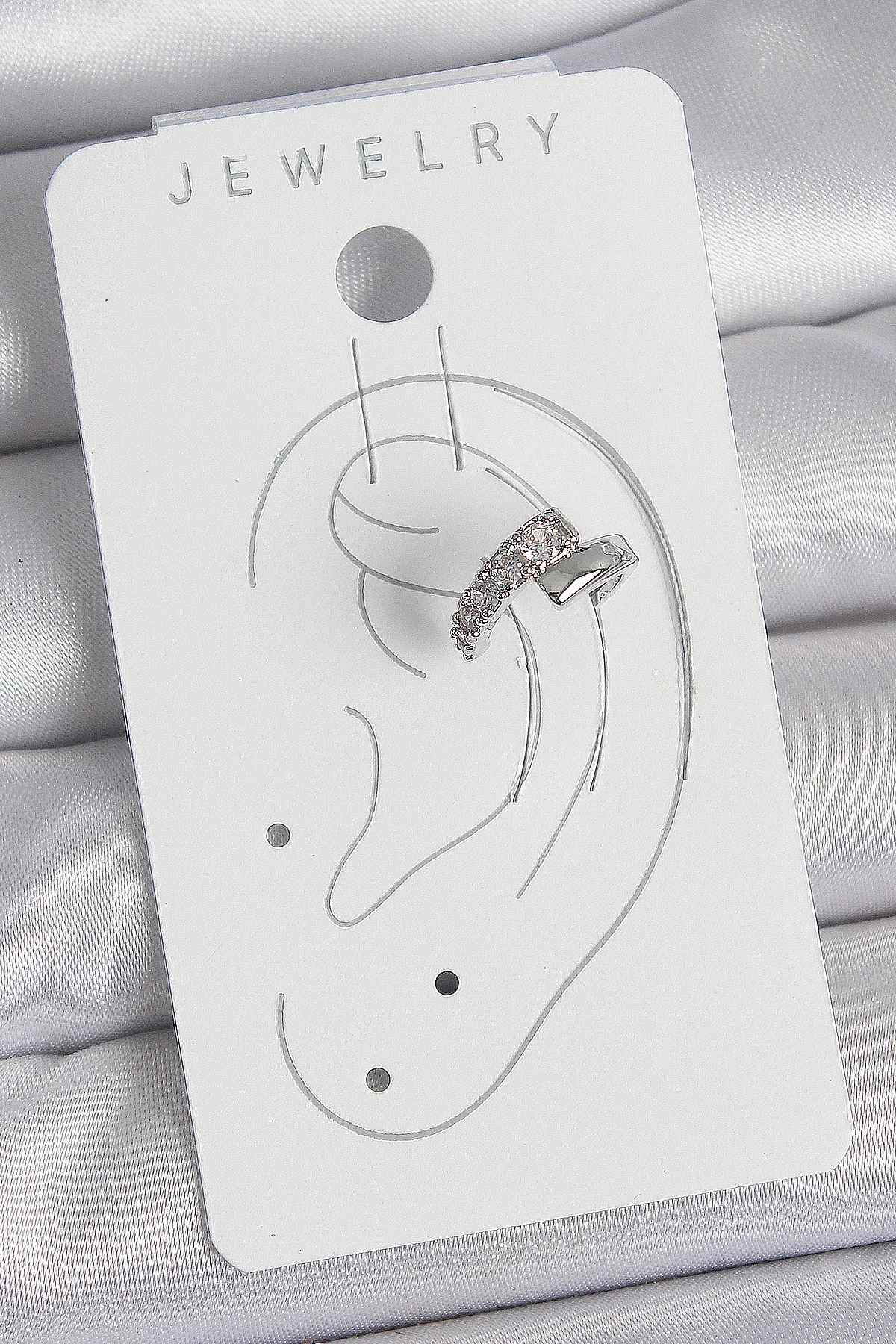 Pirinç Gümüş Renk Zirkon Taşlı Kadın Kıkırdak Küpe