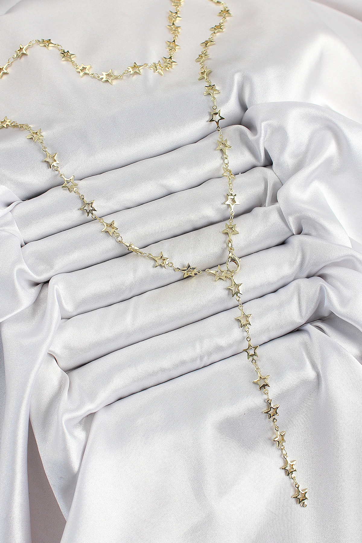 Pirinç Gold Renk Yıldızlı Kadın Y Kolye