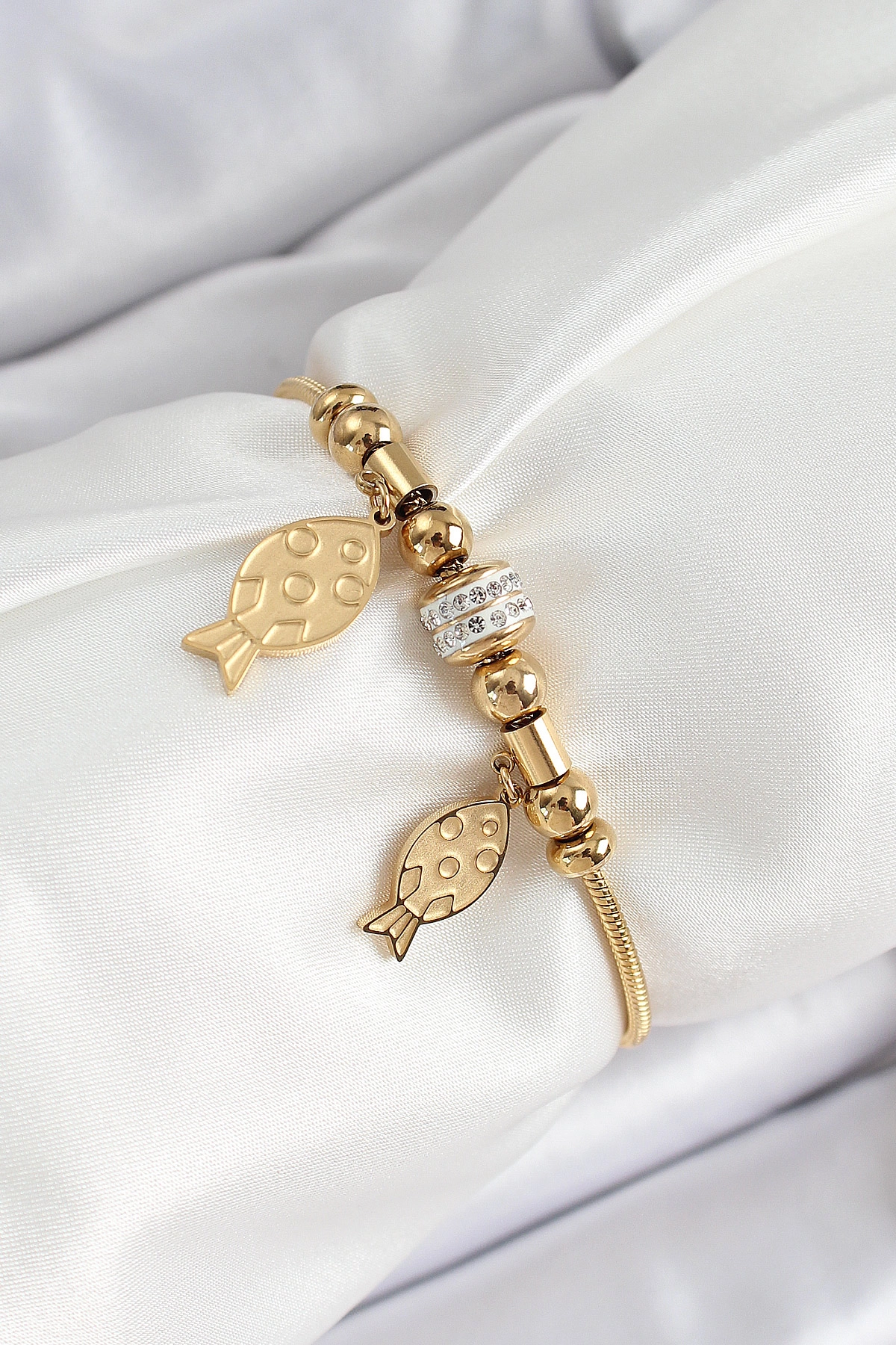 316L Çelik Gold Renk Balık Model Kadın Bileklik