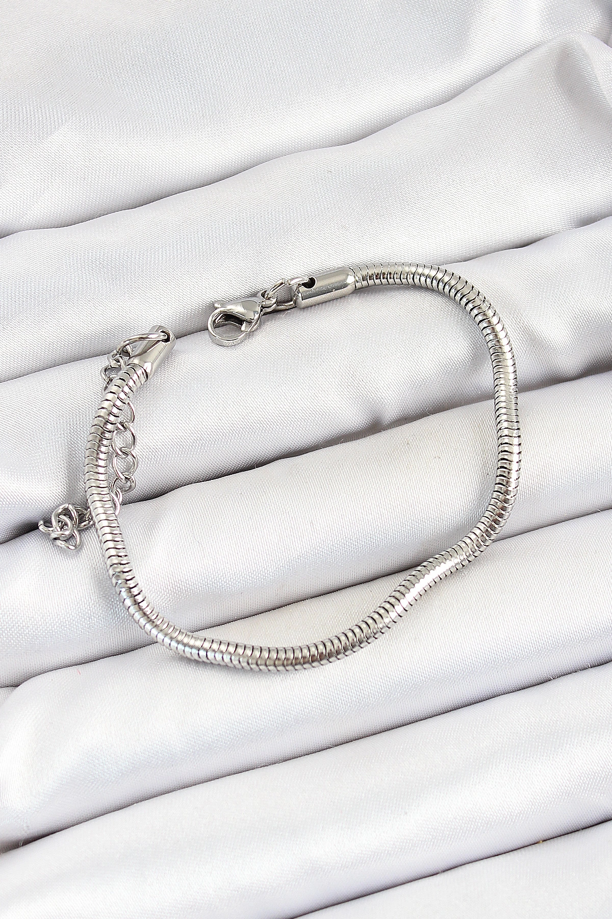 316L Çelik Gümüş Renk Kalın Yılan Zincir Erkek Bileklik