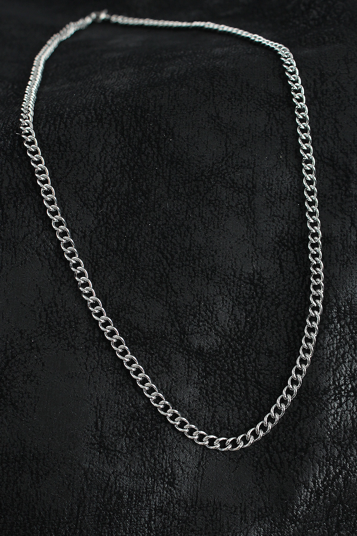 316L Çelik Klasik Oval Zincir Model Gümüş Renk Erkek Kolye