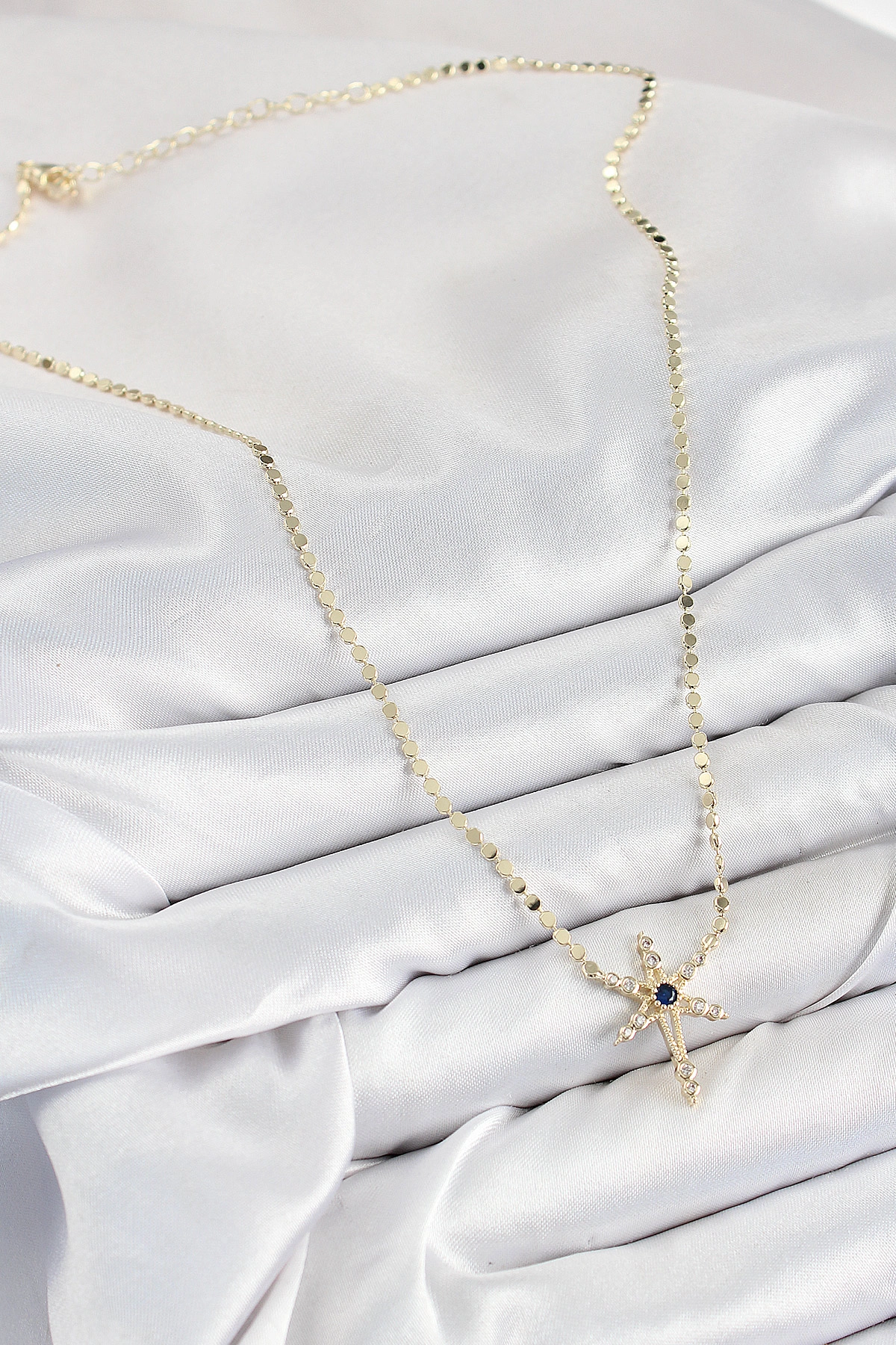 Pirinç Zirkon Taşlı Kutup Yıldızı Model Ezme Zincir Gold Renk Kadın Kolye