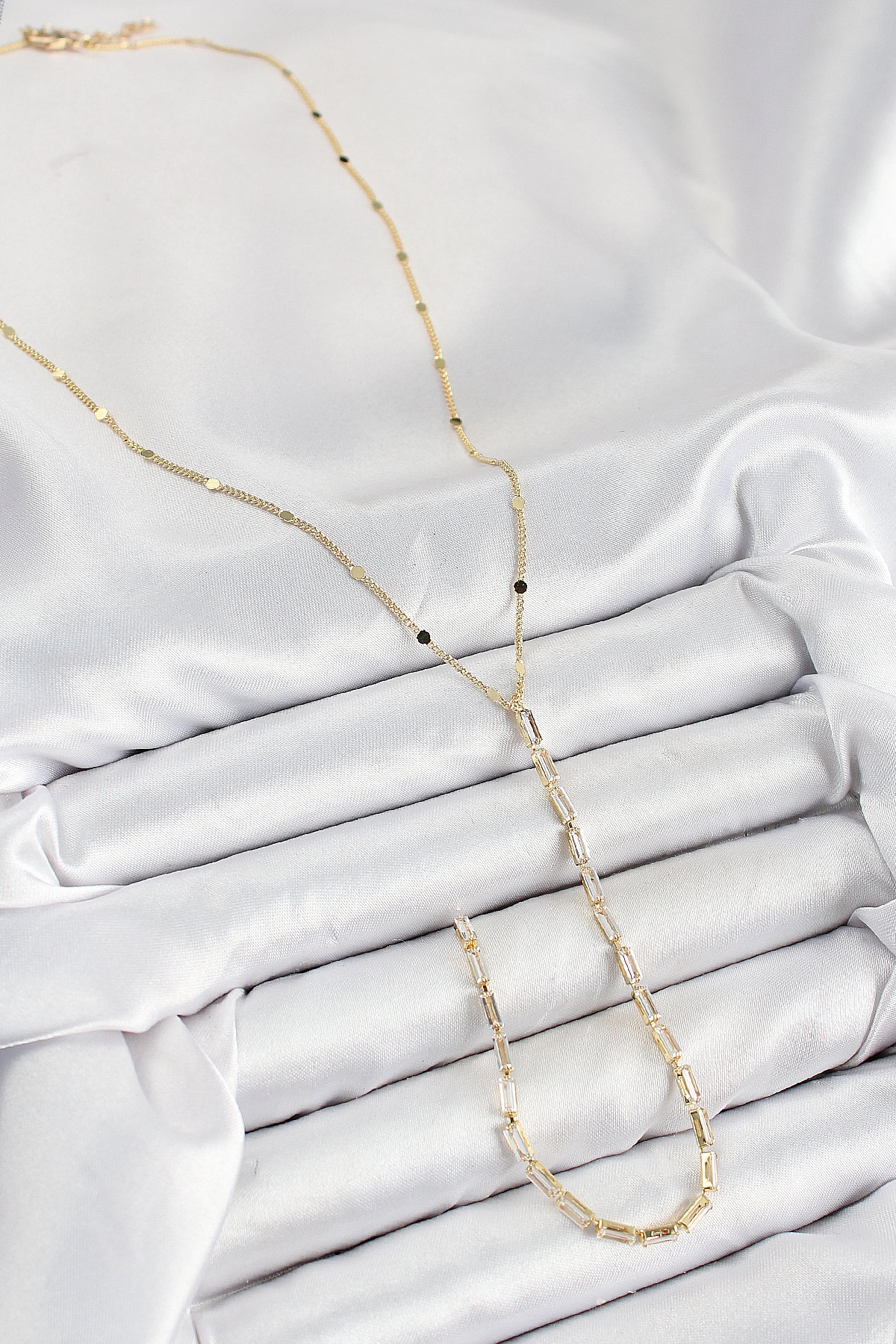 Pirinç Zirkon Taşlı Model Gold Renk Y Kolye