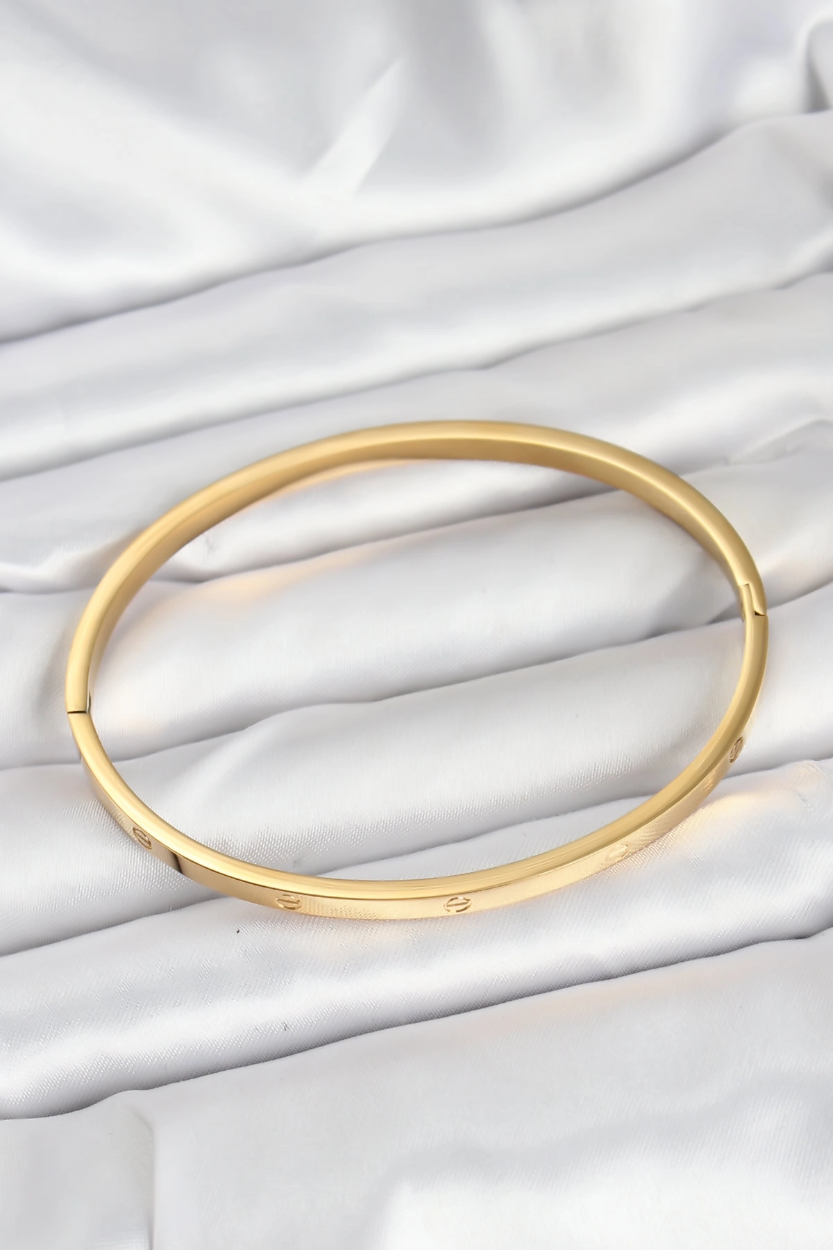 316L Çelik Gold Renk 65 mm İnce Kadın Kelepçe Bileklik