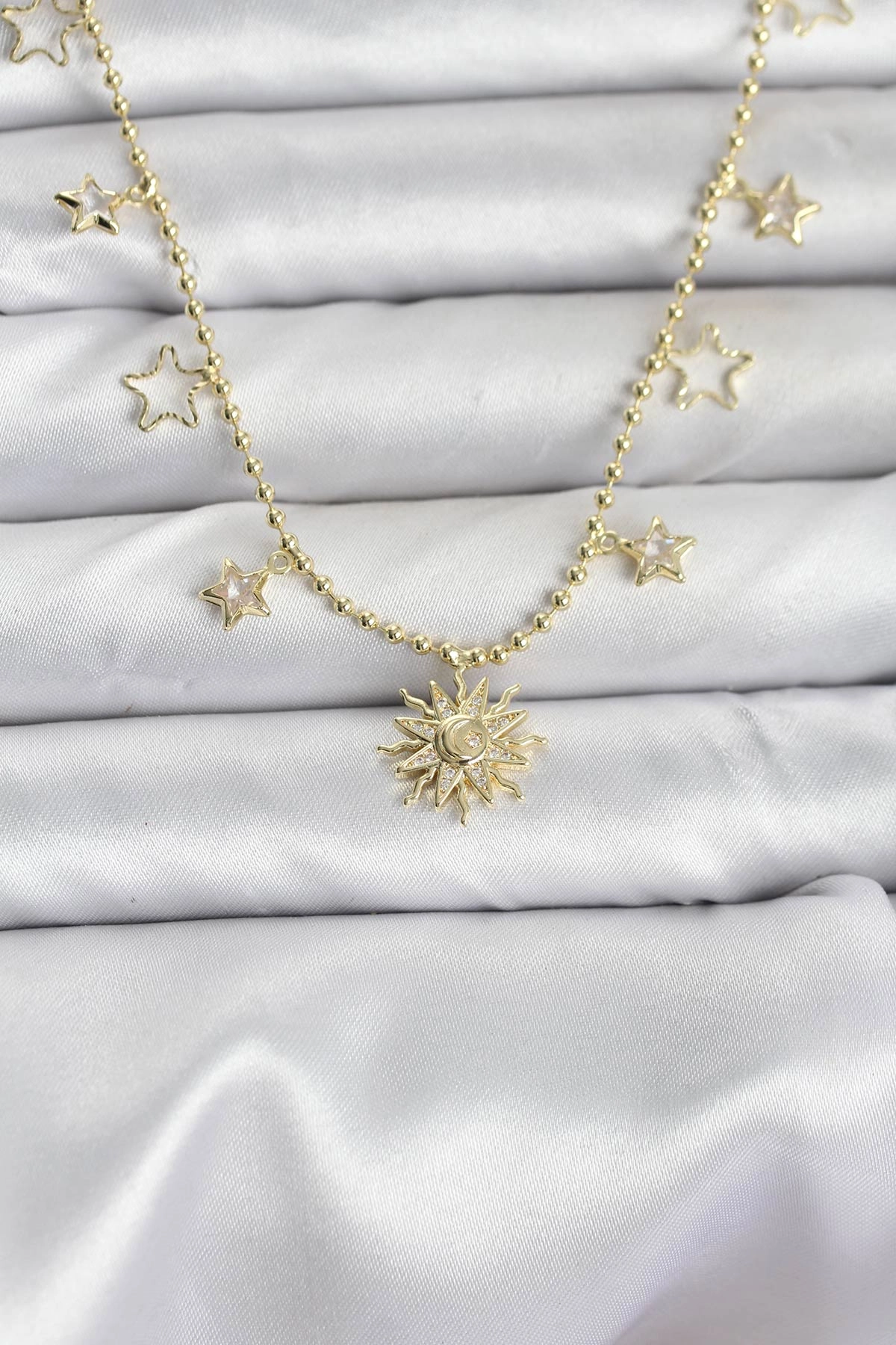 Pirinç Gold Renk Güneş Model Kadın Kolye