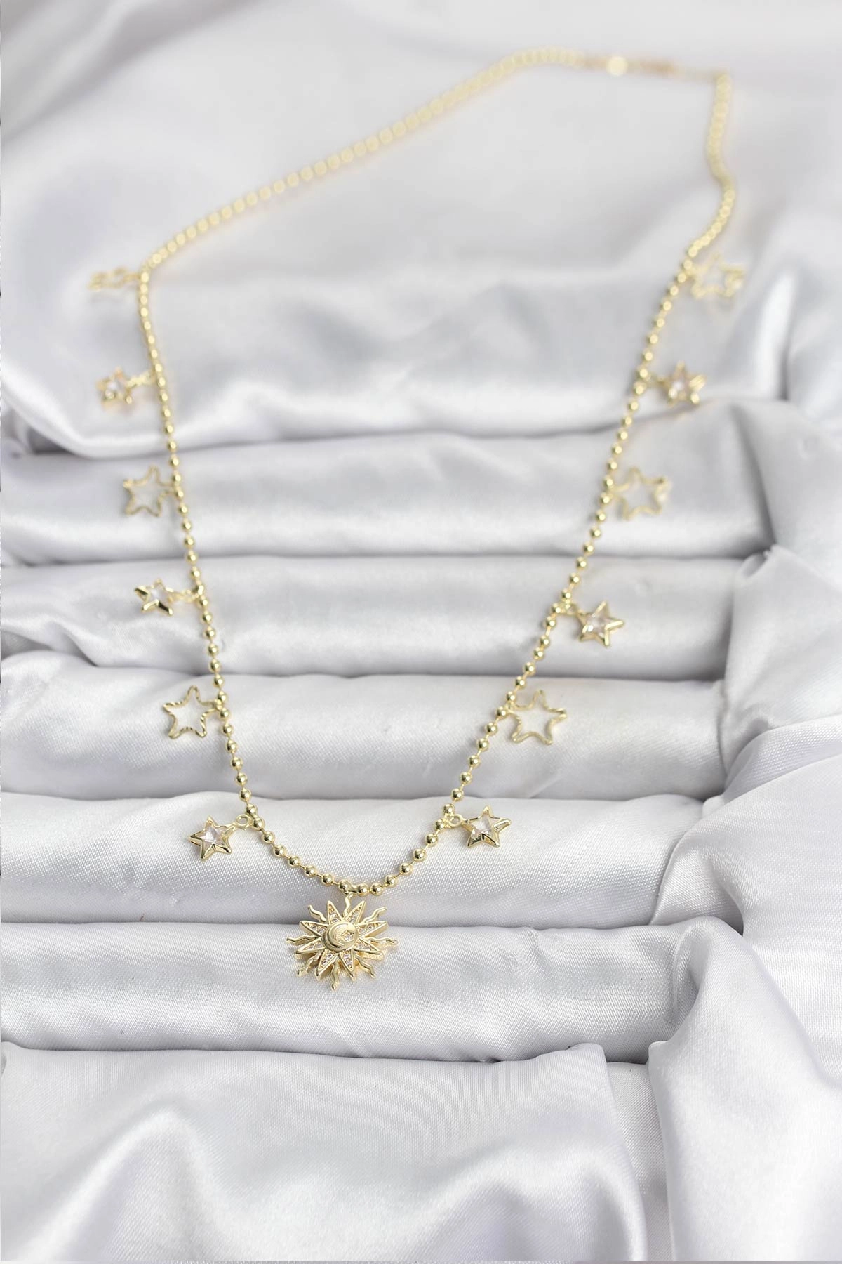 Pirinç Gold Renk Güneş Model Kadın Kolye