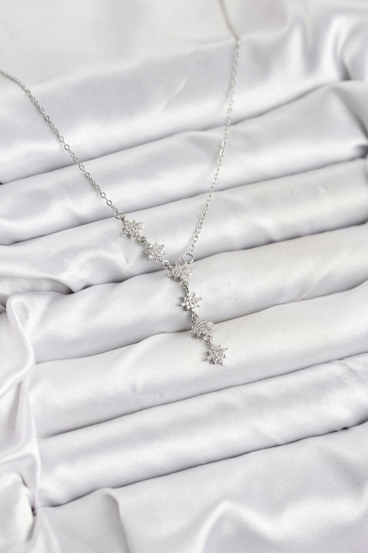 316L Çelik Zincir Gümüş Renk Kutup Yıldızı Model Kadın Kolye