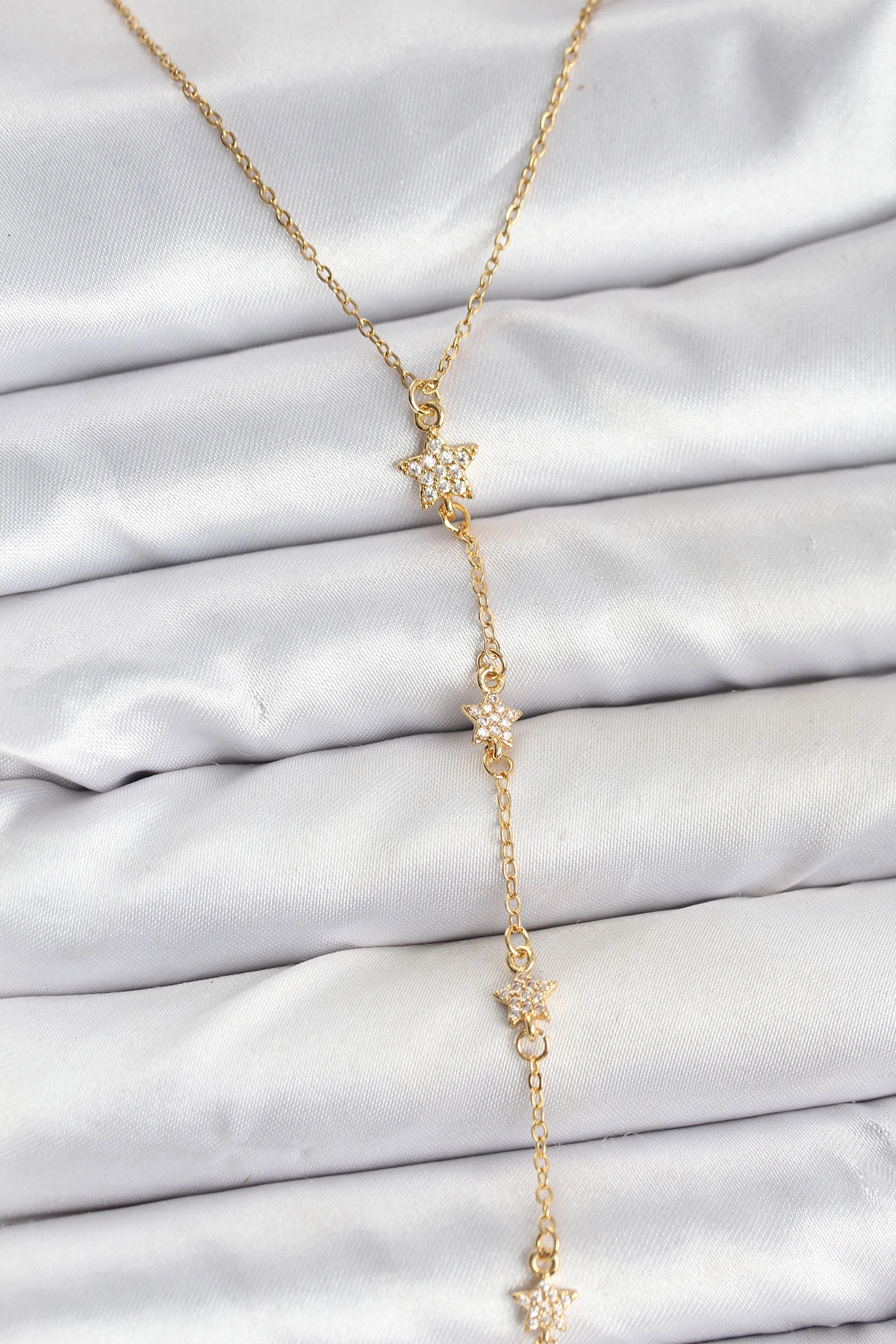 316L Çelik Zincir Gold Renkli Yıldız Model Kadın Y Kolye