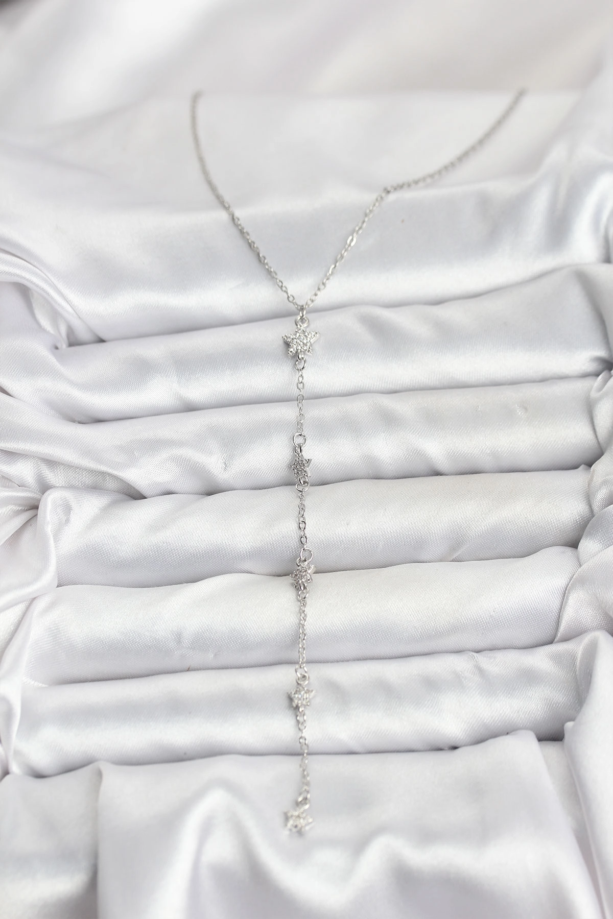 316L Çelik Zincir Gümüş Renkli Yıldız Model Kadın Y Kolye