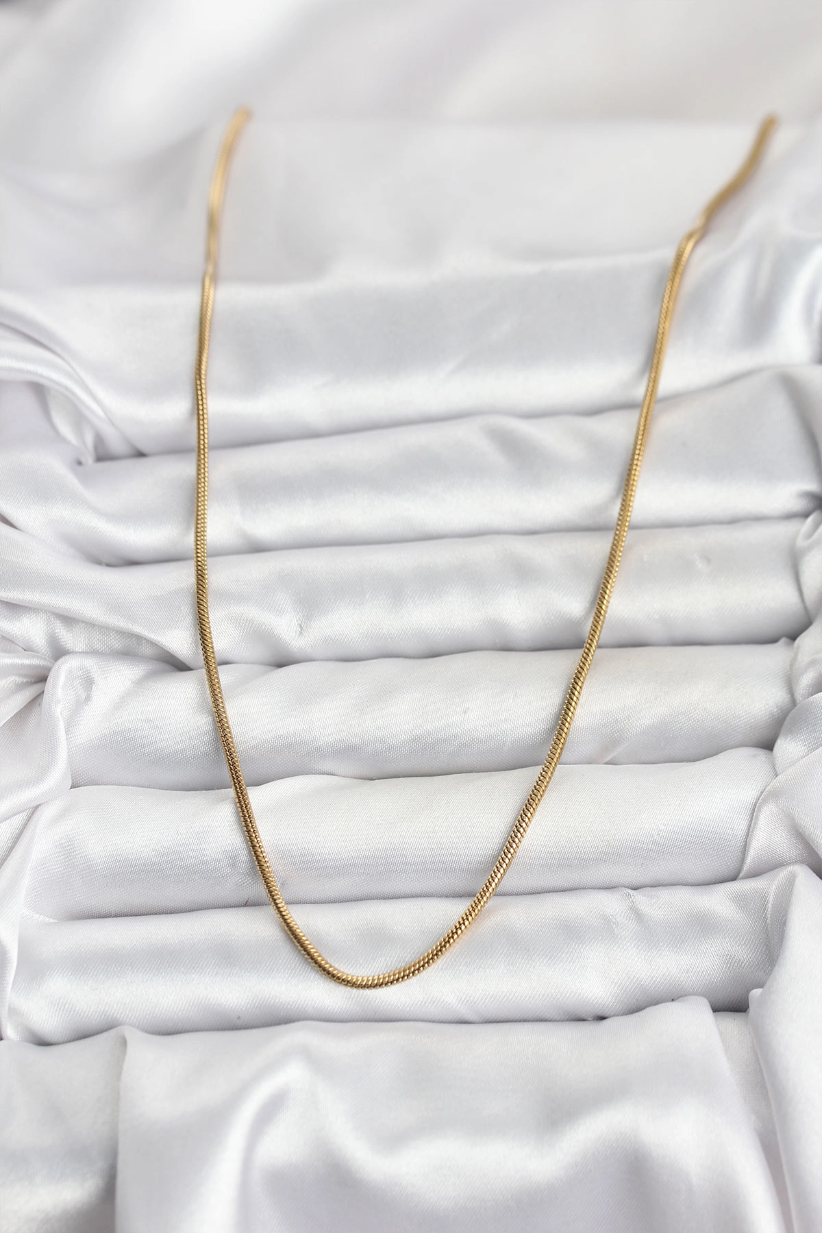 316L Çelik Zincir Gold Renk 60 cm Yılan Zincir Kadın Kolye