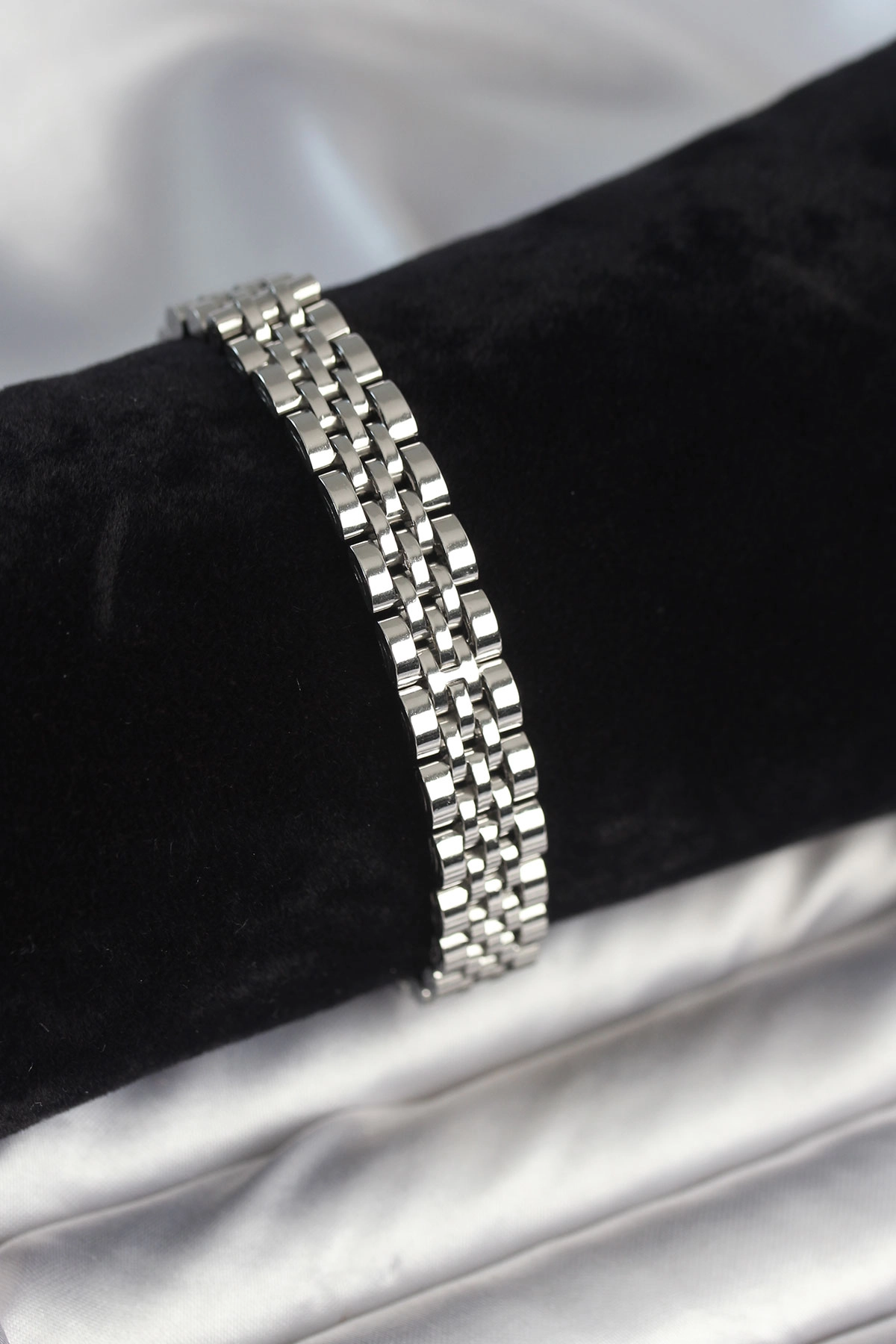 316L Çelik 9 mm Kalınlıkta Gümüş Renkli Erkek Bileklik