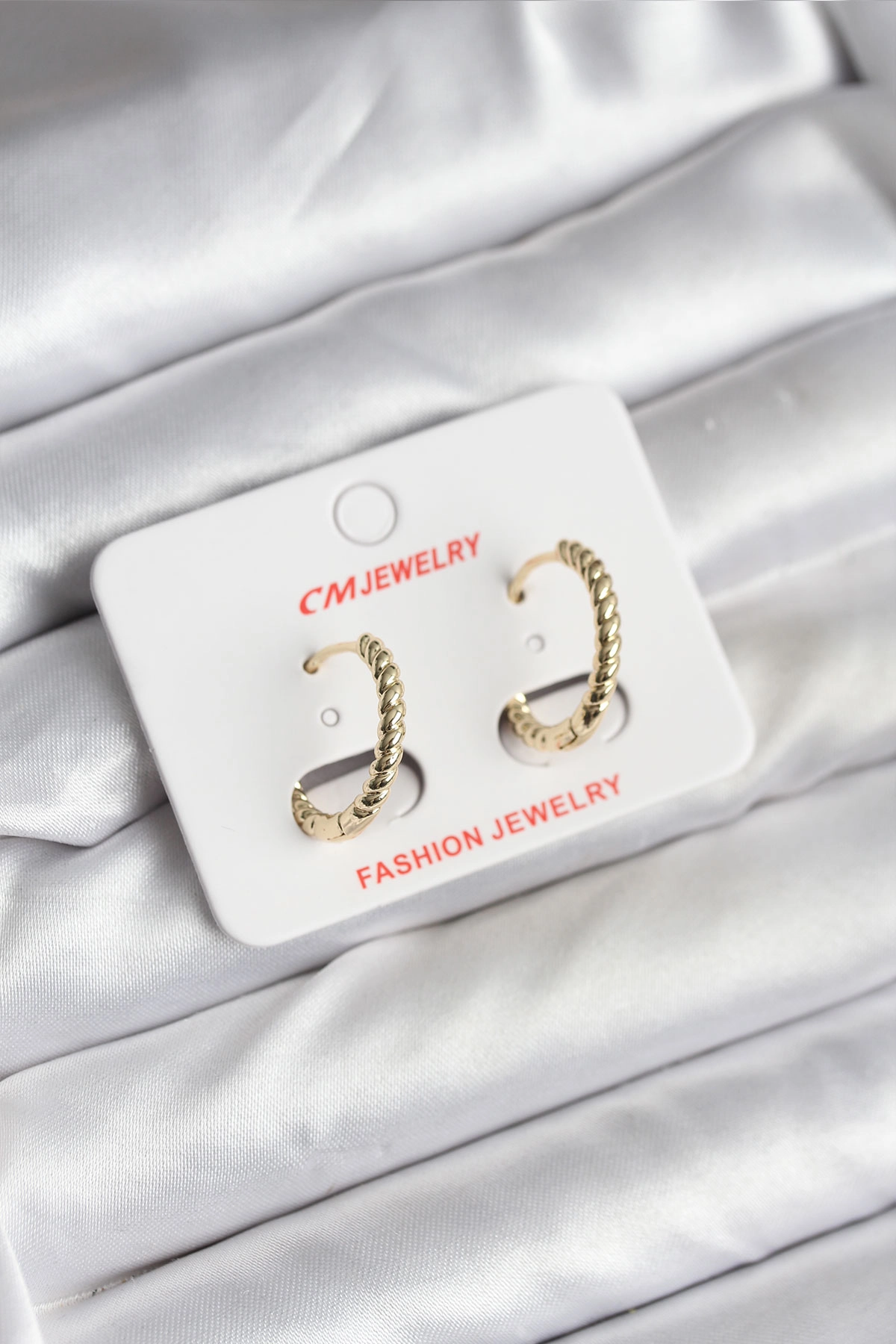 14K Gold Renk Kaplama Burgu Halka CM Kadın Küpe