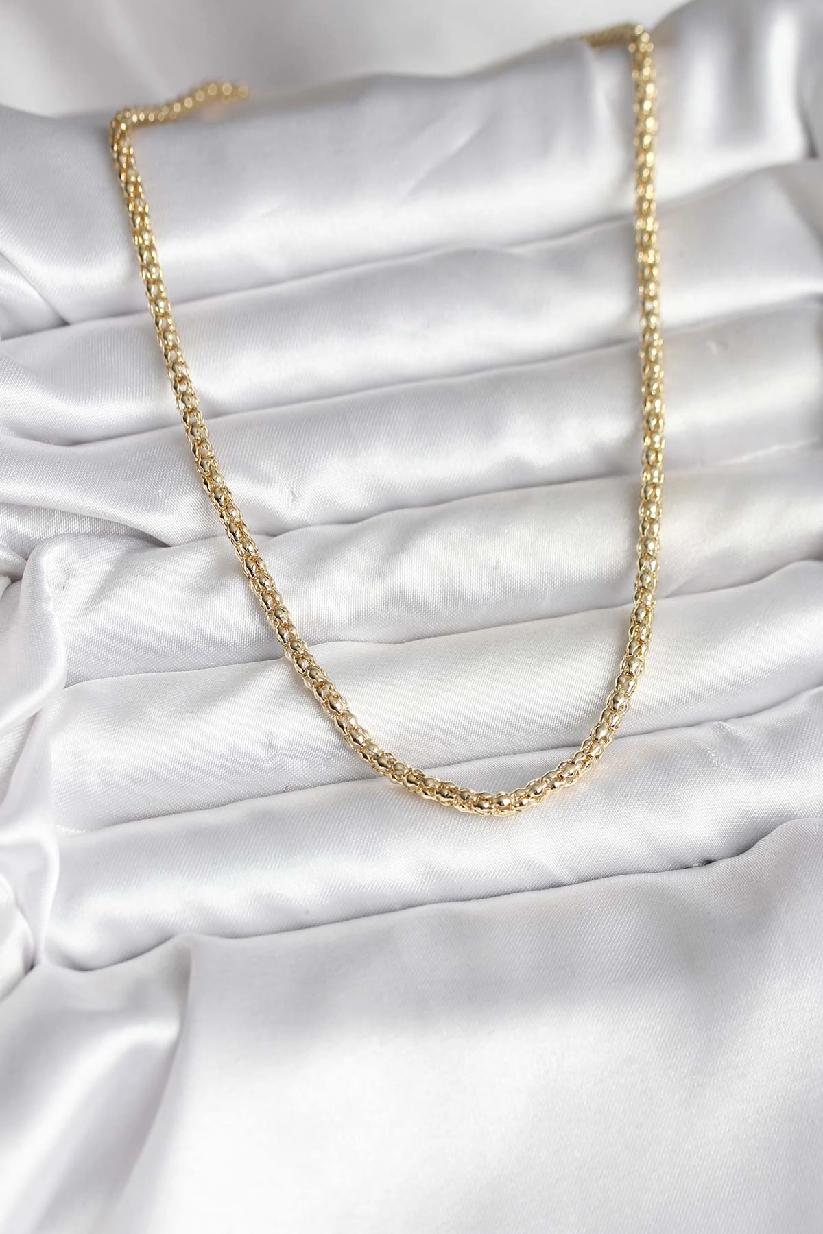 14K Gold Renk Kaplama Boru Zincir Model CM Kadın Kolye