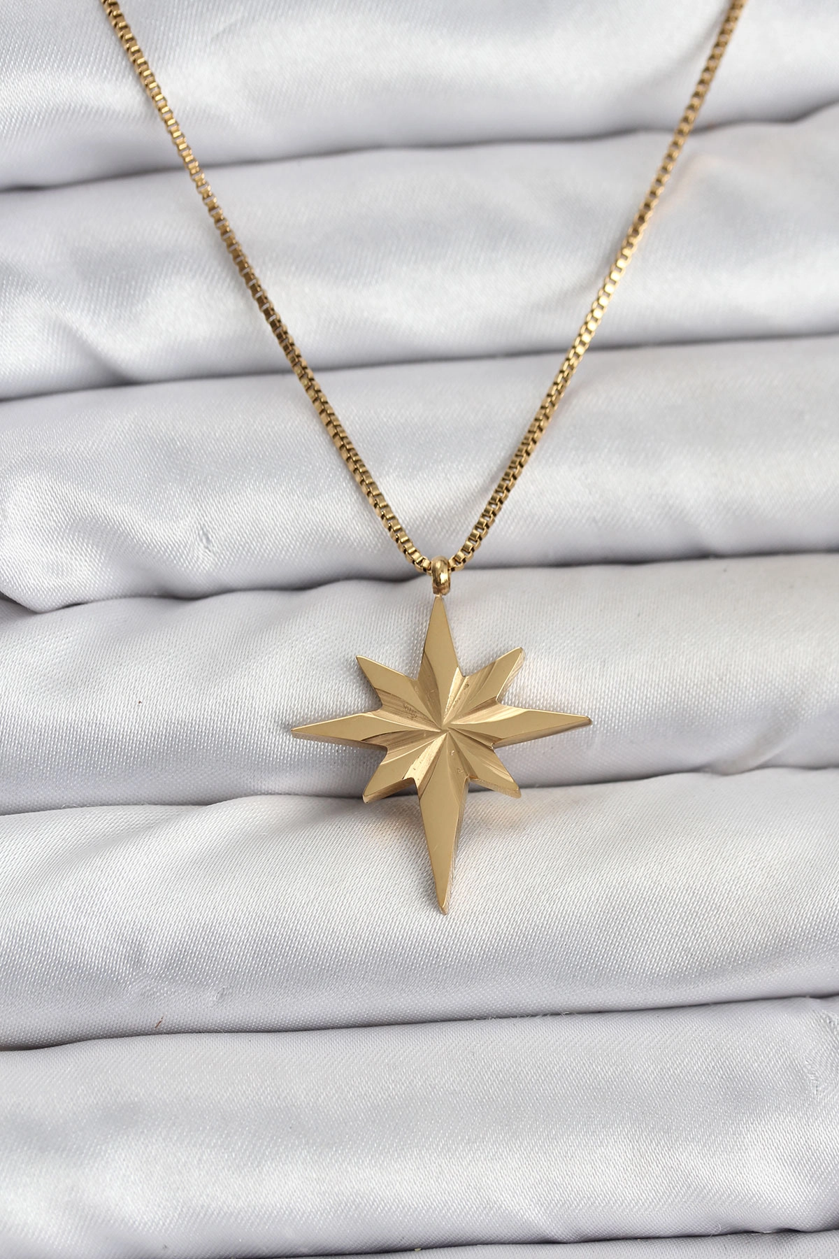 316L Çelik Zincir Gold Renk Kutup Yıldızı Model 60 cm Zincir Kadın Kolye