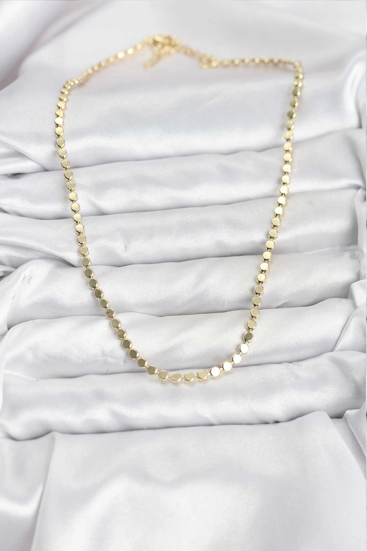 316L Çelik Zincir Gold Renk Ezme Zincir Model  45 cm Kadın Kolye