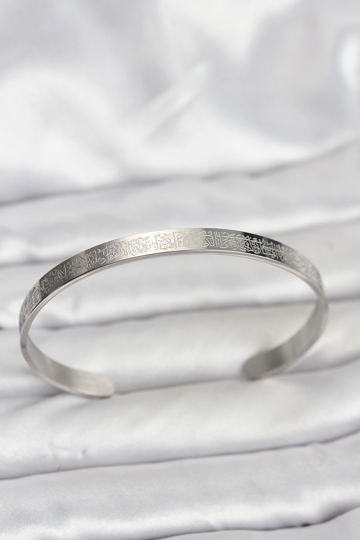 316L Çelik Gümüş Renk Ayetel Kürsi Yazılı Bileklik