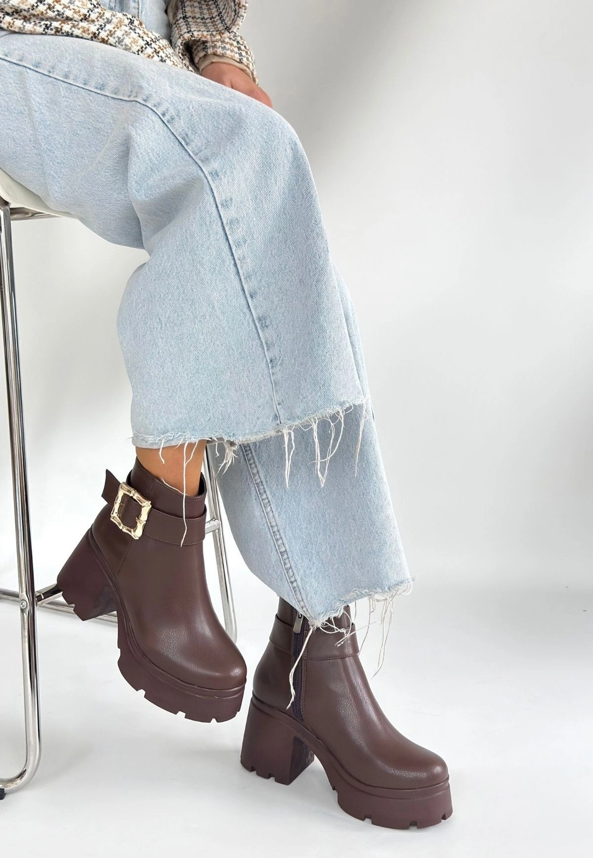 Pinma Kahverengi Cilt Topuklu Bot