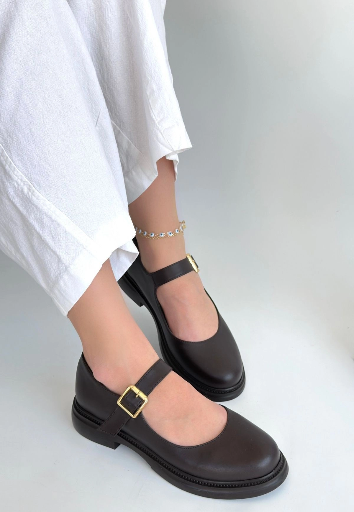 Yokox Kahverengi Cilt Oxford Ayakkabı