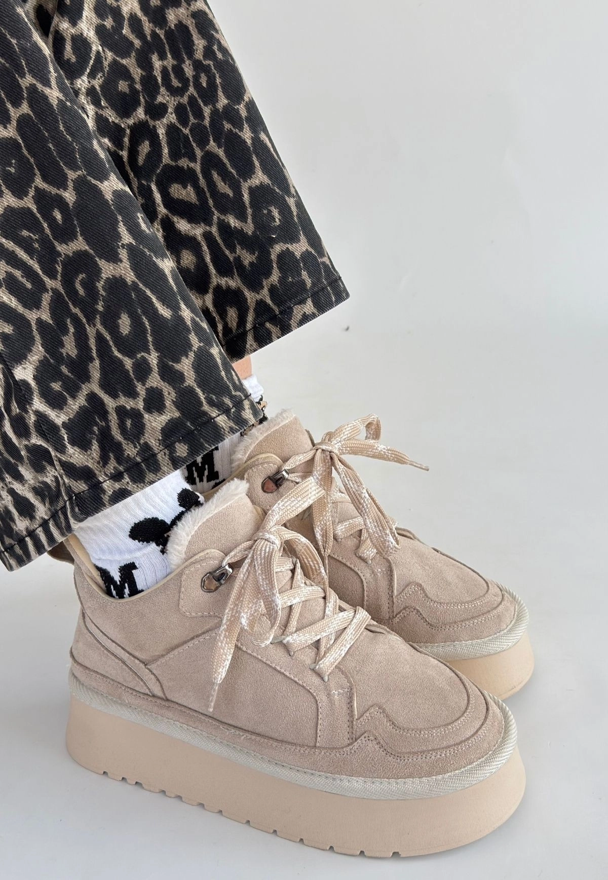 Muden Bej Süet Bağcıklı Bot