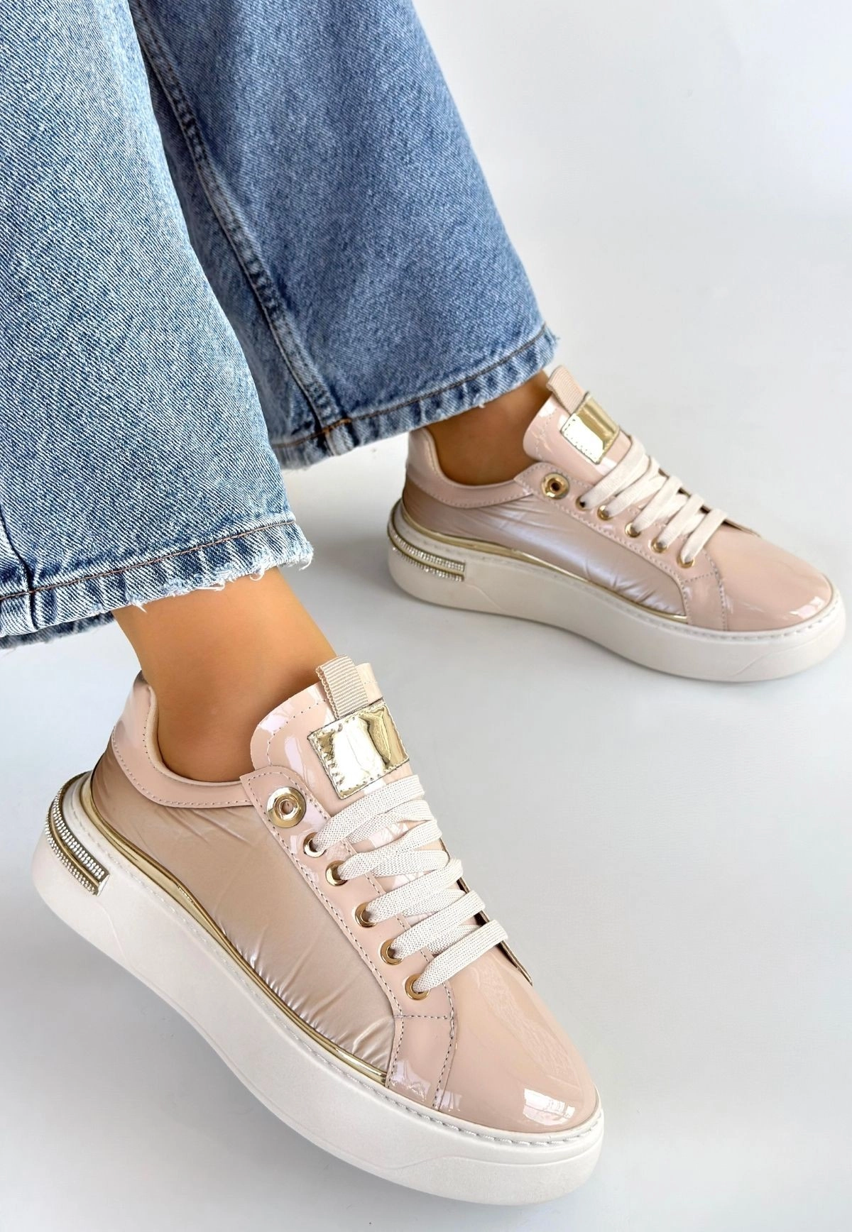 Hley Bej Rugan Paraşüt Detaylı Bağcıklı Spor Ayakkabı