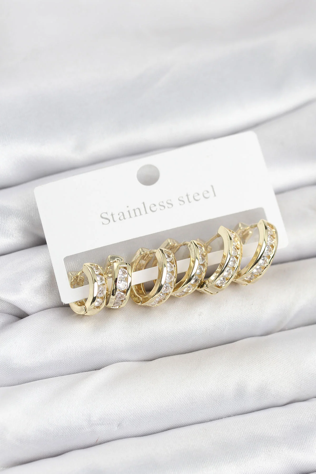 316L Çelik Gold Renk Su Yolu Halka Küpe Seti