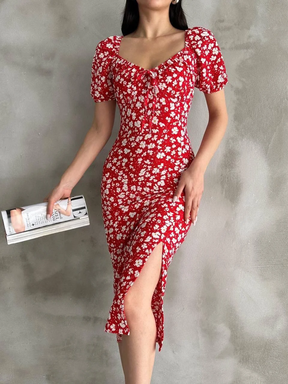 Karpuz Kol Kırmızı Elbise