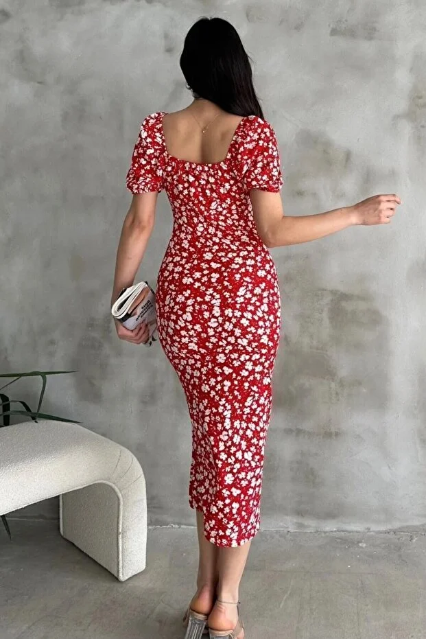 Karpuz Kol Kırmızı Elbise