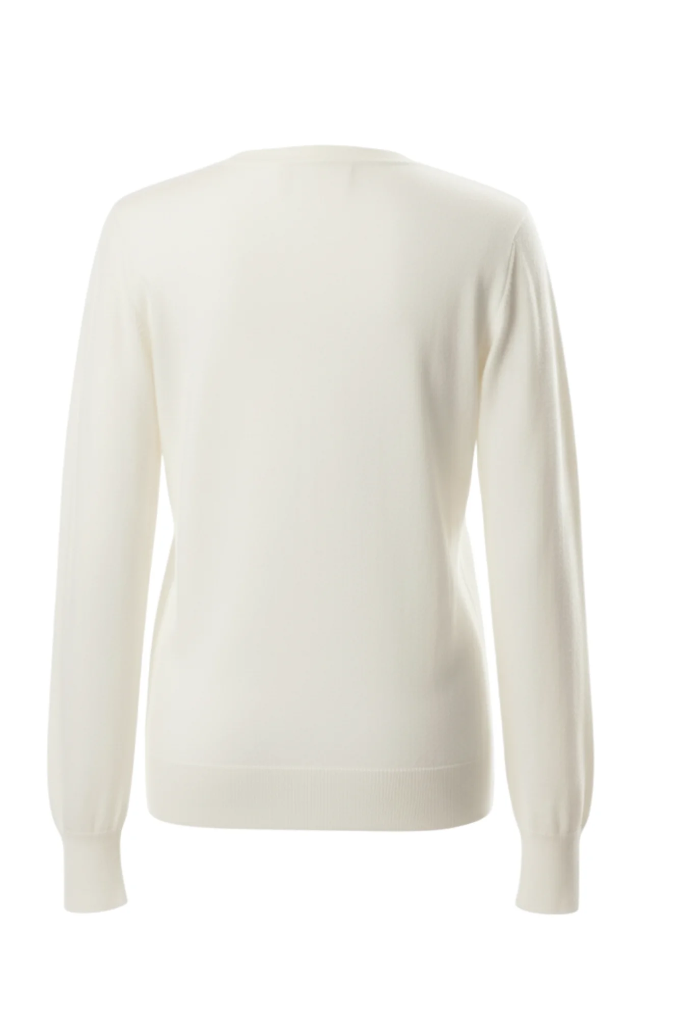 Ekru V Yaka Düğmeli Basic Triko Kadın Hırka