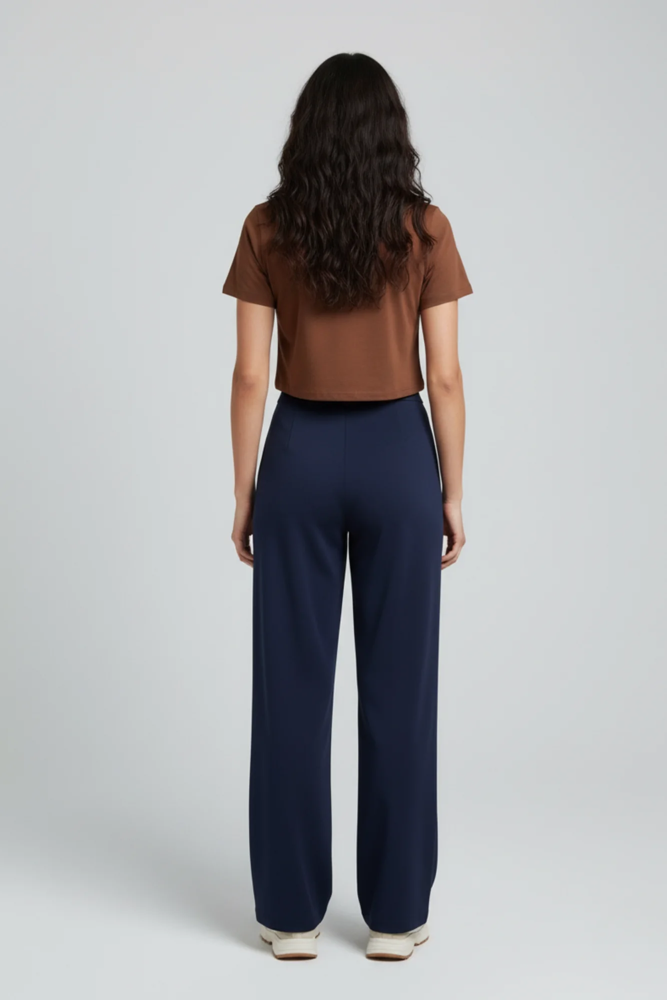 Kadın Yüksek Bel Pensli Krep Palazzo Pantolon – Lacivert