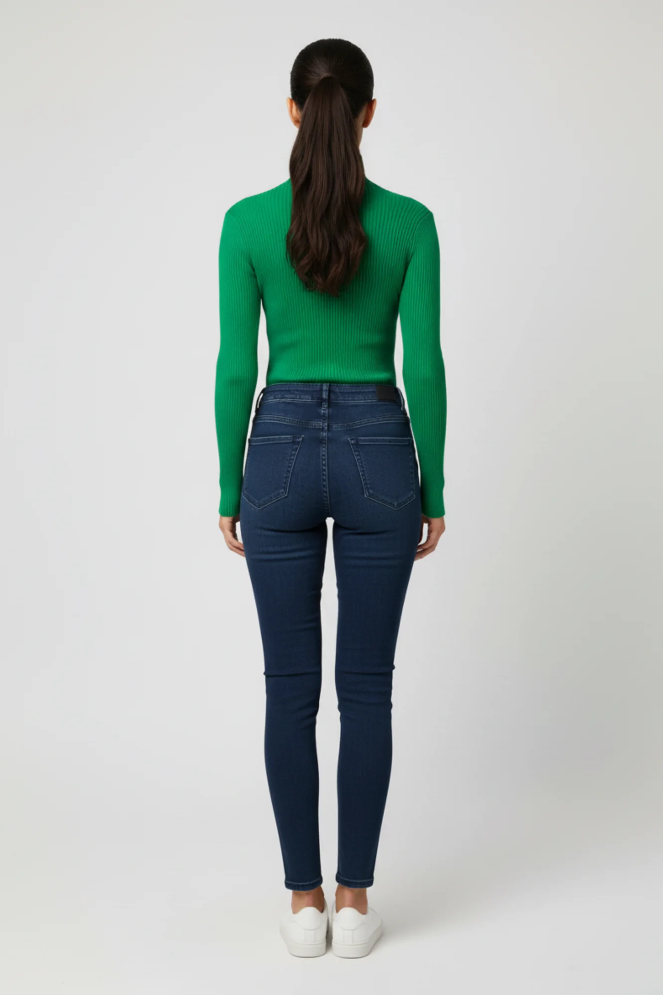 Kadın Yeşil Boğazlı Triko Kazak