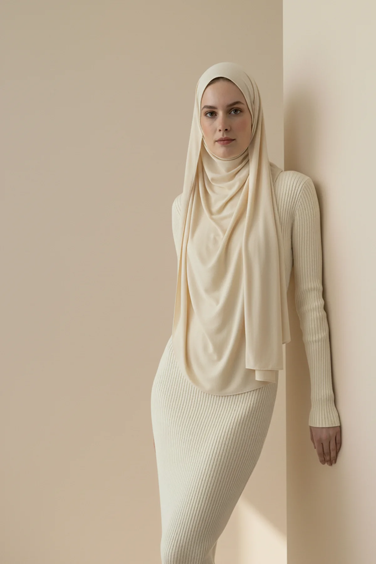 Kadın Bisiklet Yaka Uzun Elbise Tesettür