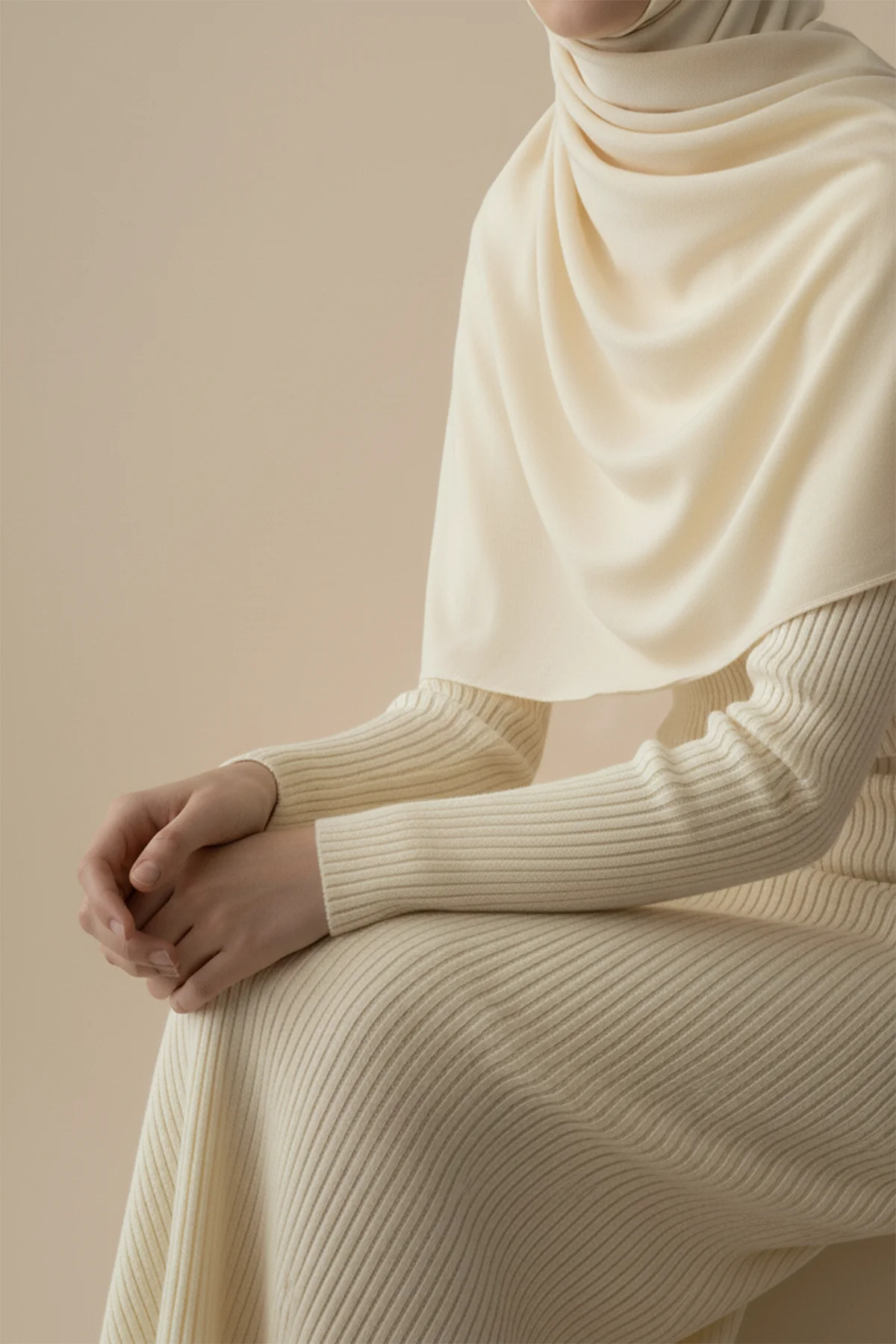 Kadın Bisiklet Yaka Uzun Elbise Tesettür