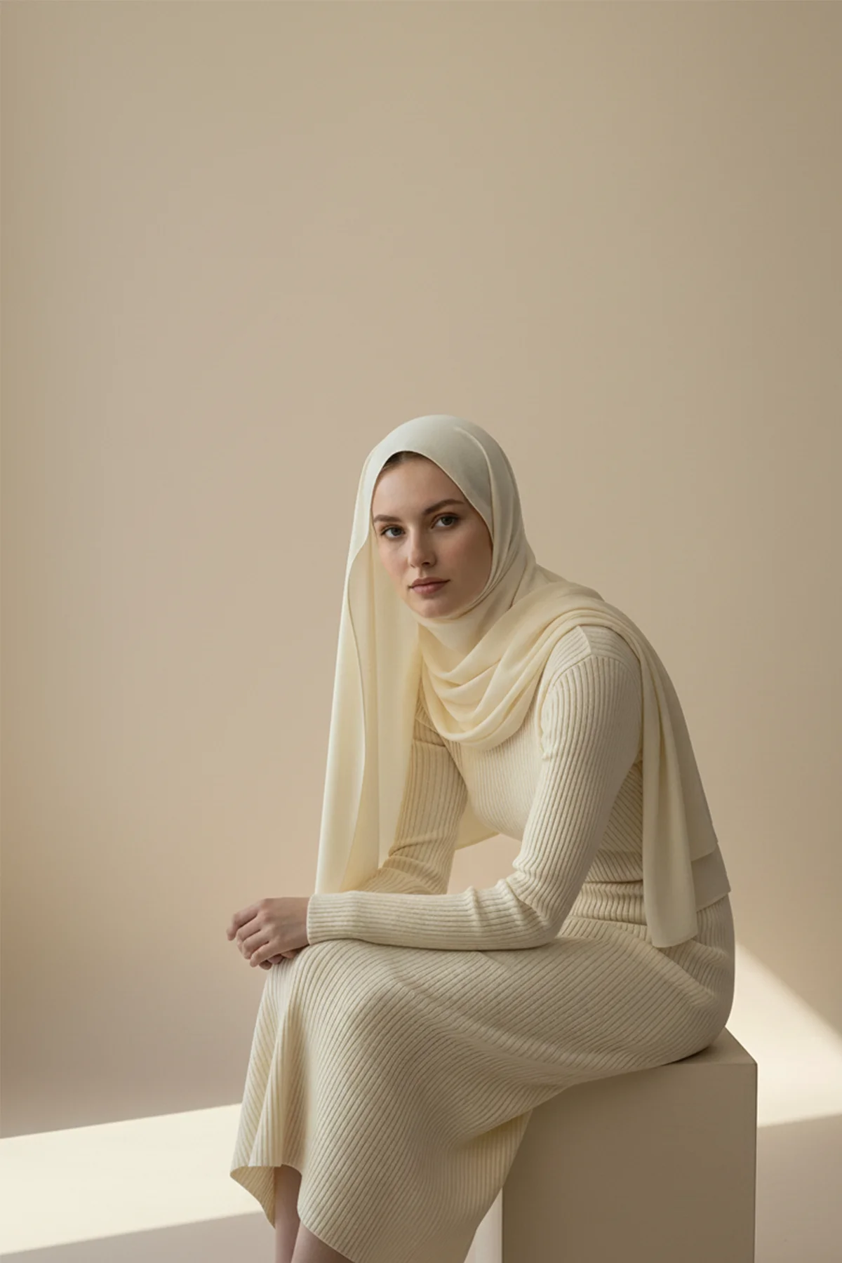 Kadın Bisiklet Yaka Uzun Elbise Tesettür