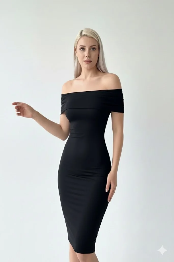 Kadın Madonna Yaka Sandy Elbise