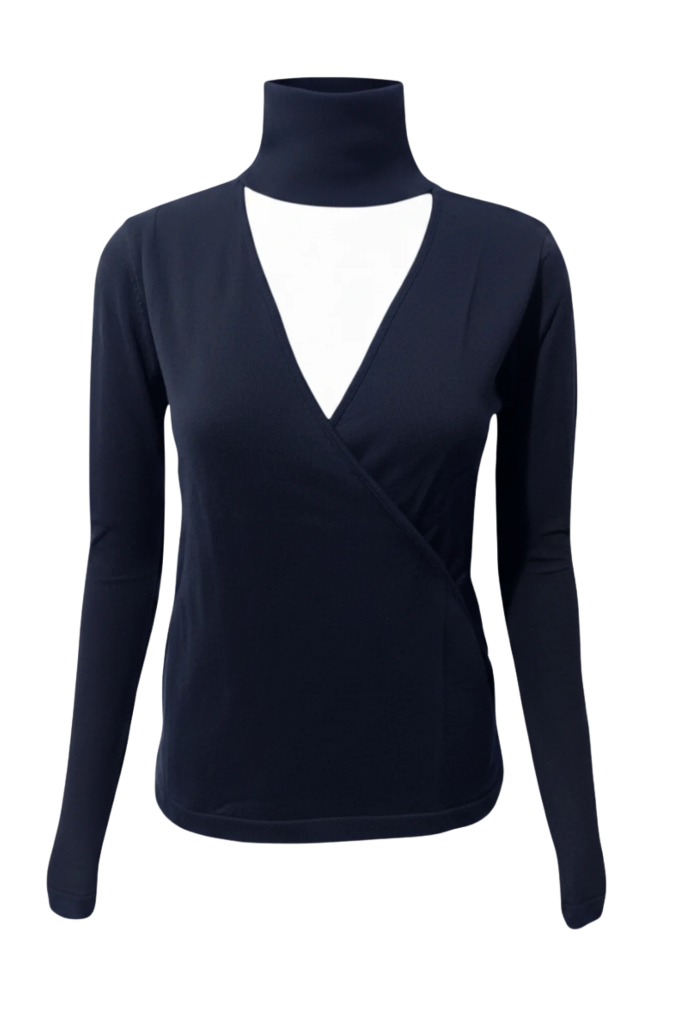 Kadın Boğazlı Pencere Detaylı Lacivert Triko Kazak