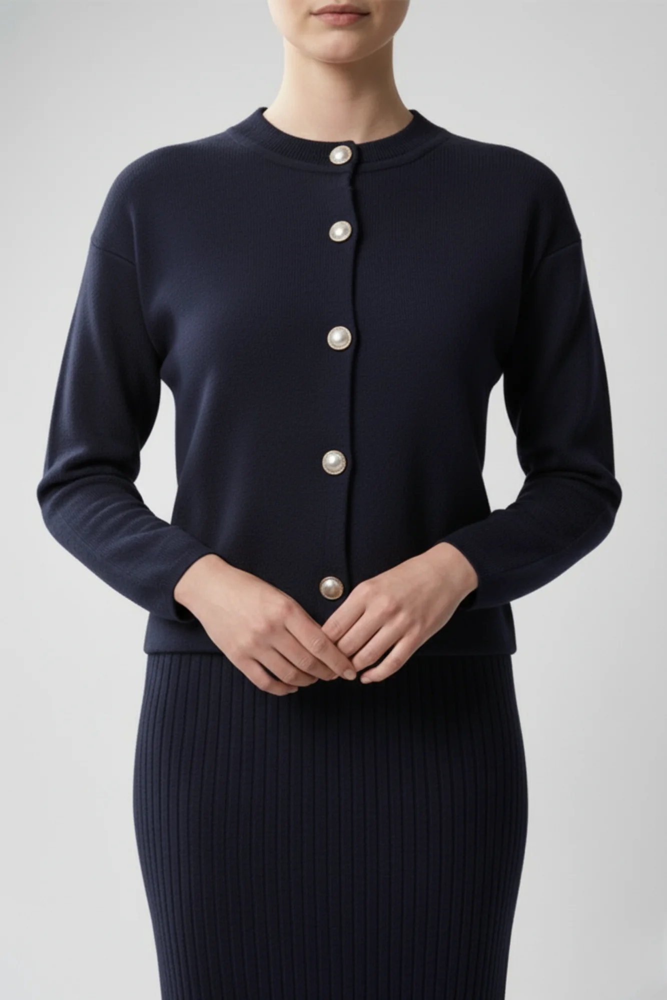 Kadın Hırka Elbise İkili Takım - Lacivert