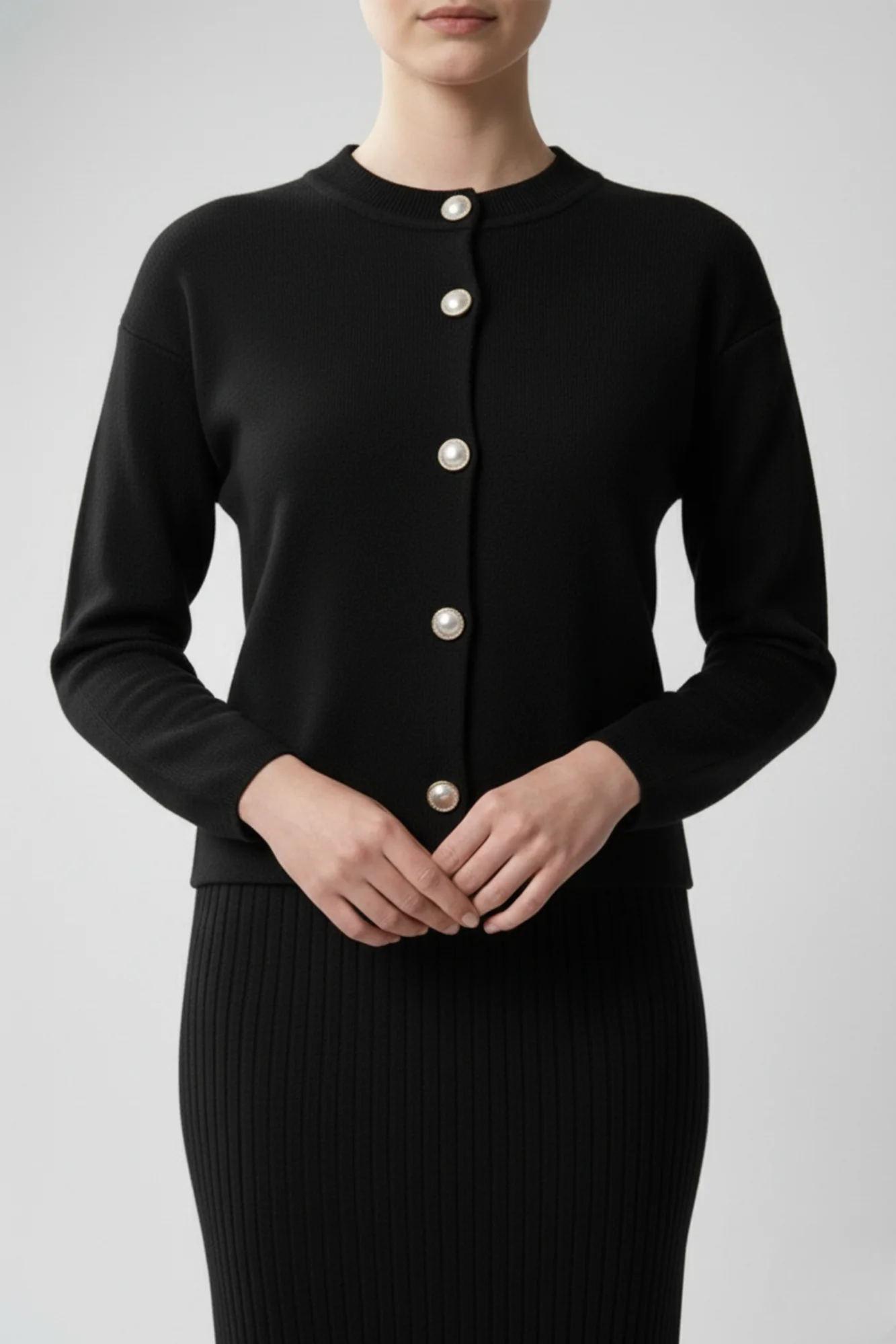 Kadın Hırka Elbise İkili Takım - Siyah