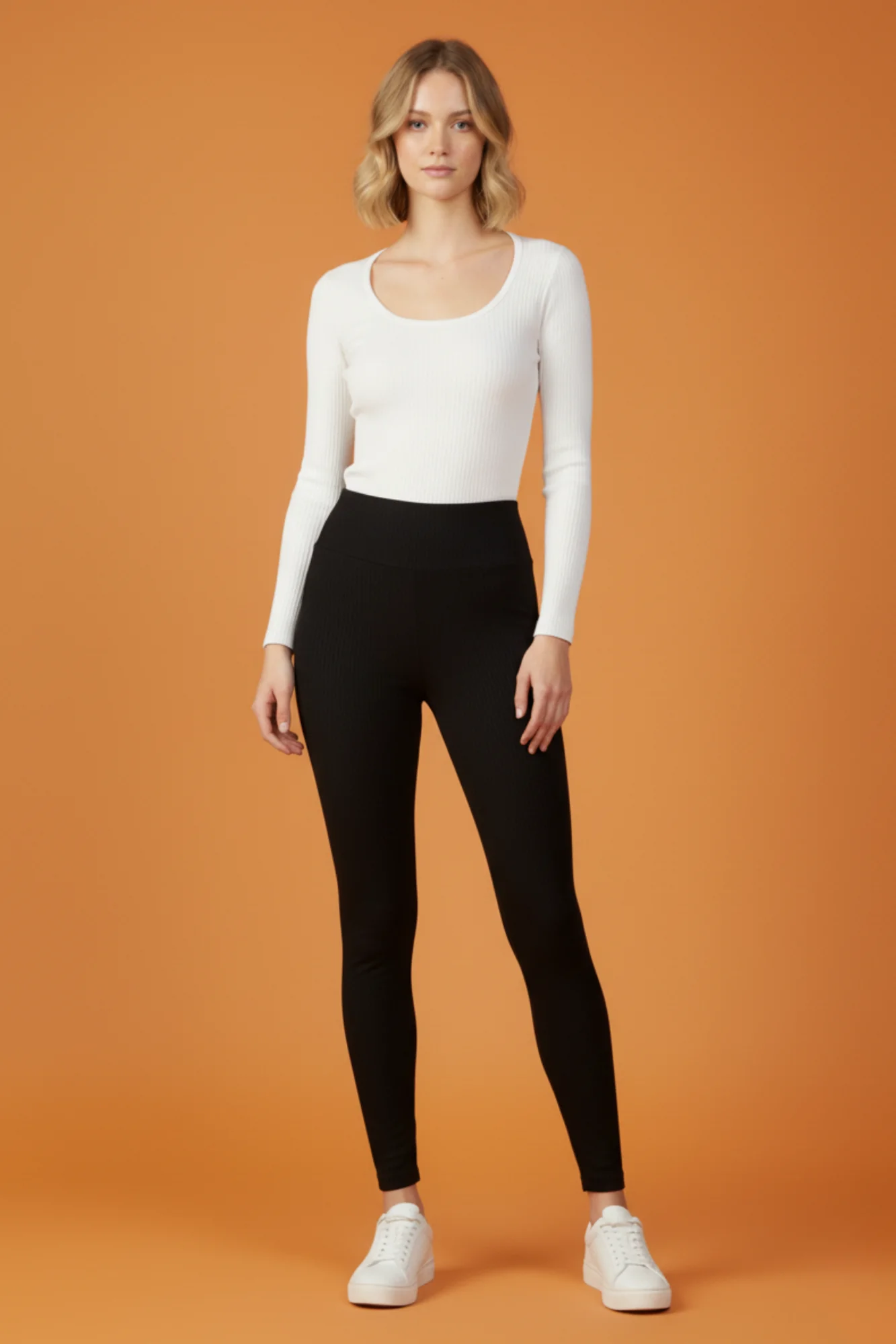 Kadın Fitilli Siyah Tayt