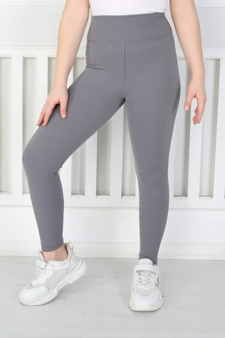 Dar Paça Birinci Kalite Fitilli Kumaş Antrasit Kız Çocuk Günlük Tayt