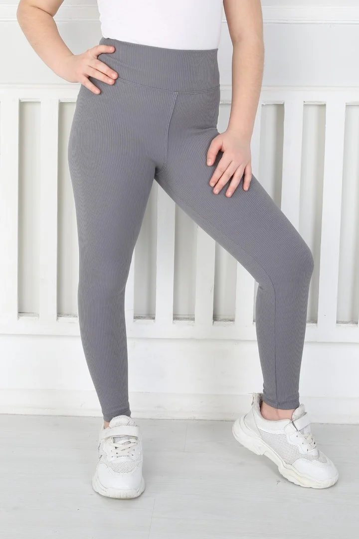 Dar Paça Birinci Kalite Fitilli Kumaş Antrasit Kız Çocuk Günlük Tayt