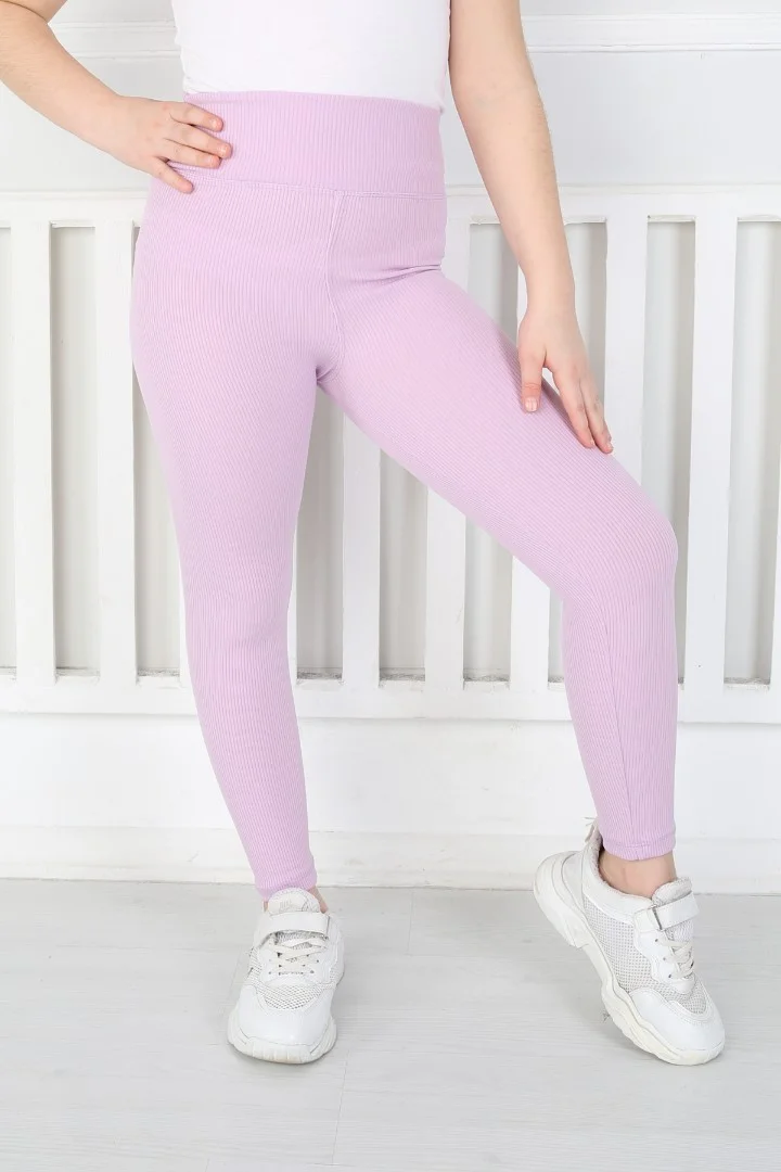 Dar Paça Birinci Kalite Fitilli Kumaş Lila Kız Çocuk Günlük Tayt