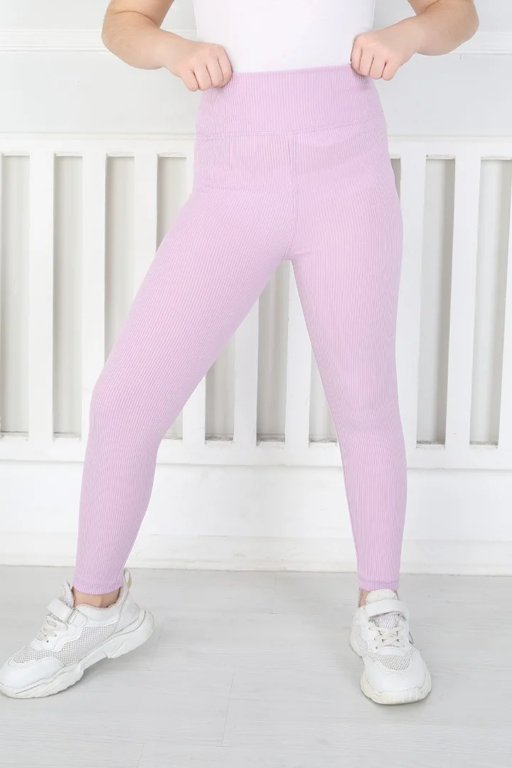 Dar Paça Birinci Kalite Fitilli Kumaş Lila Kız Çocuk Günlük Tayt