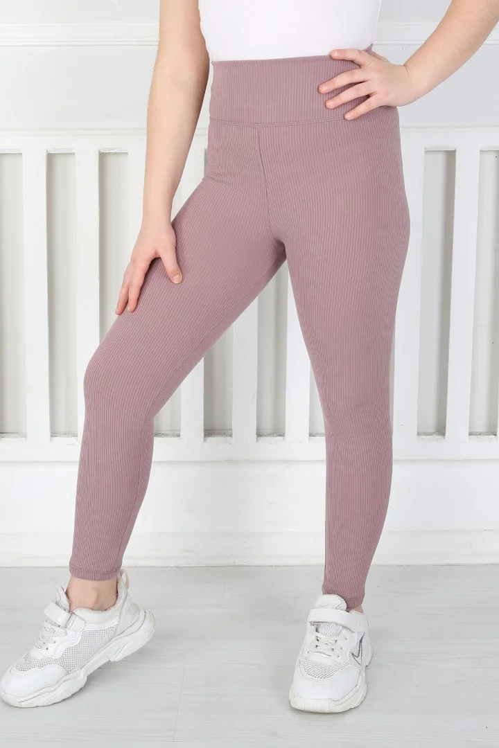 Dar Paça Birinci Kalite Fitilli Kumaş Mürdüm Kız Çocuk Günlük Tayt