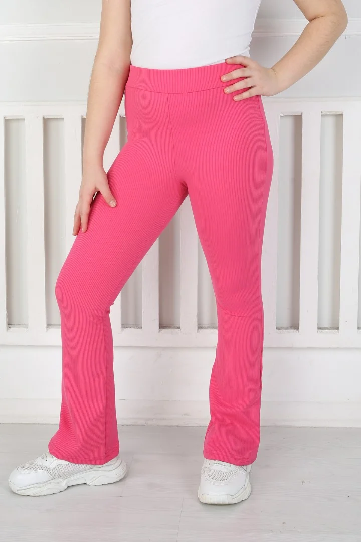 İspanyol Paça Birinci Kalite Fitilli Kumaş Fuşya Kız Çocuk Günlük Tayt